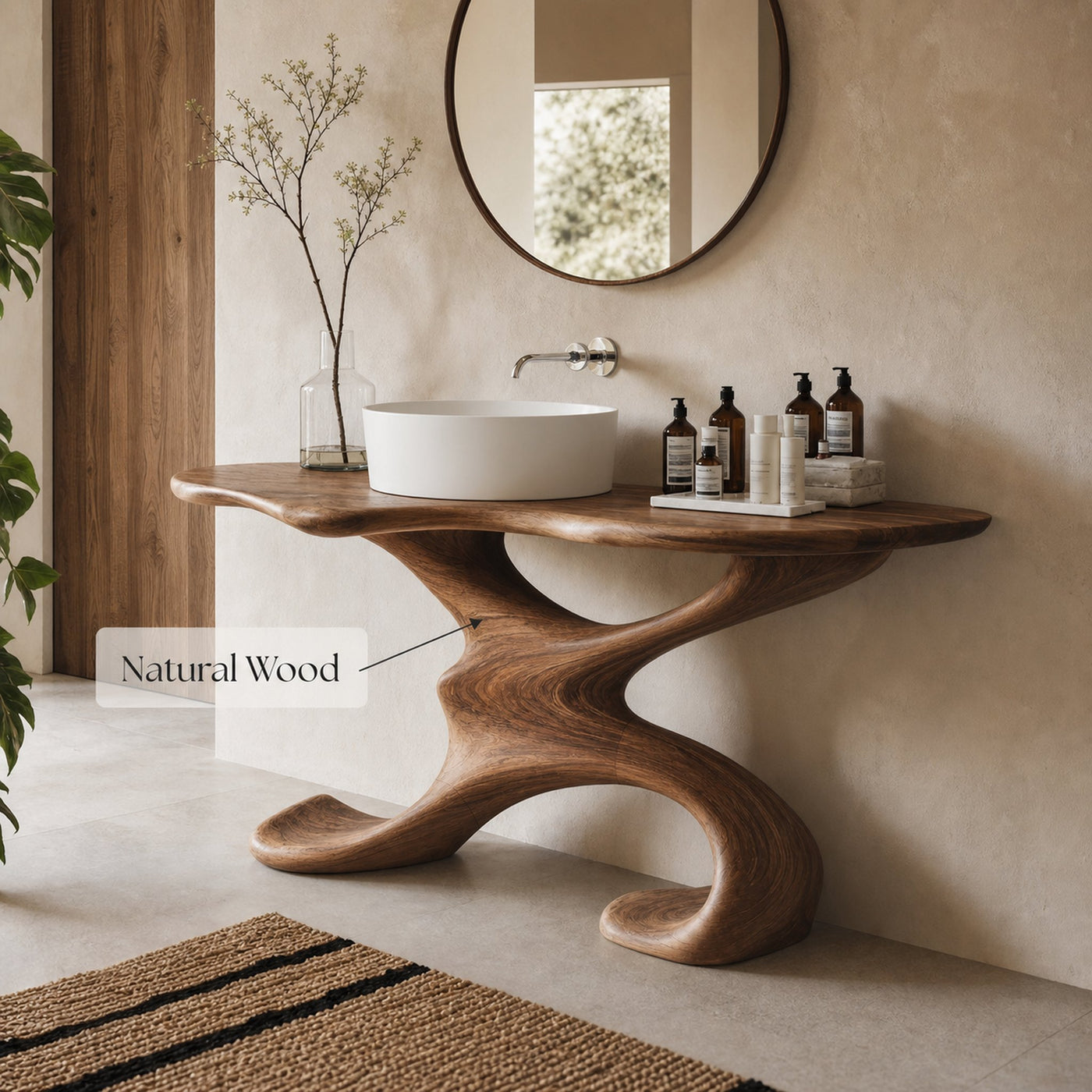Rustic Live Edge Vanity For Earthy Bathroom Interiors - product view 5