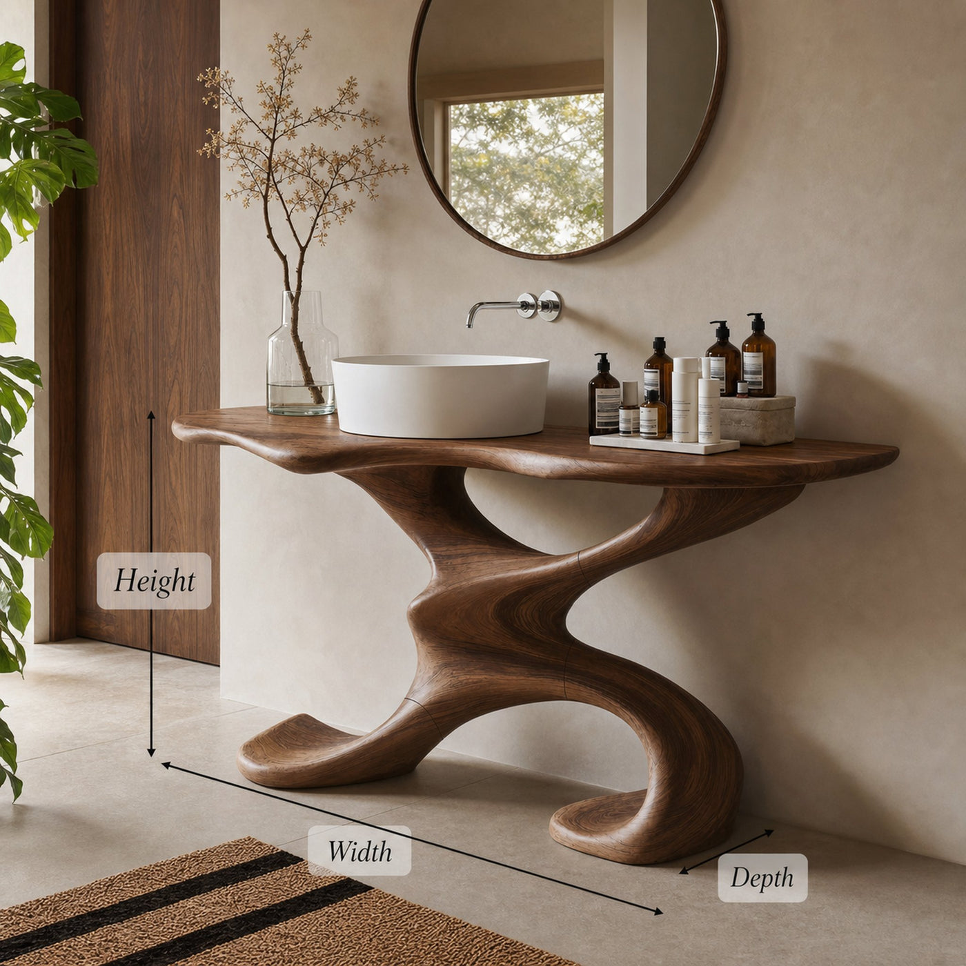 Rustic Live Edge Vanity For Earthy Bathroom Interiors - product view 6