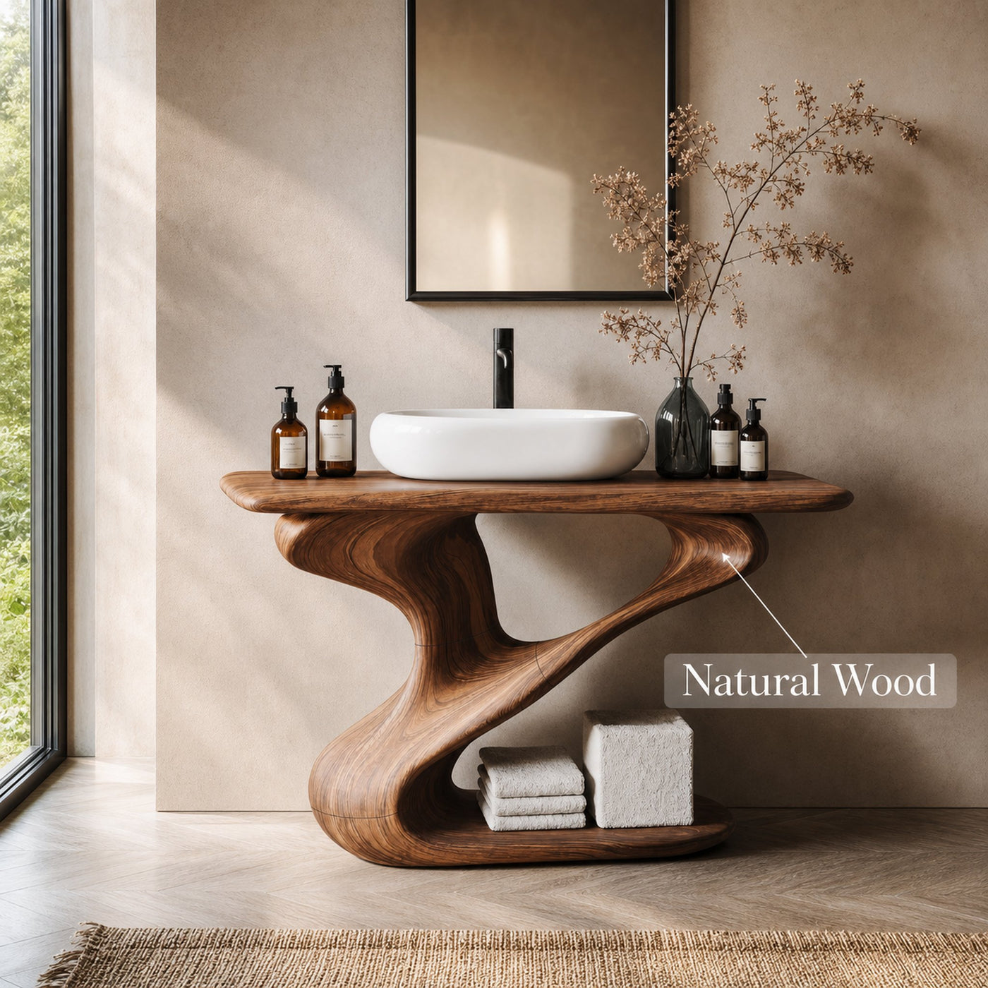 Rustic Live Edge Vanity For Natural Bathroom Design - product view 5