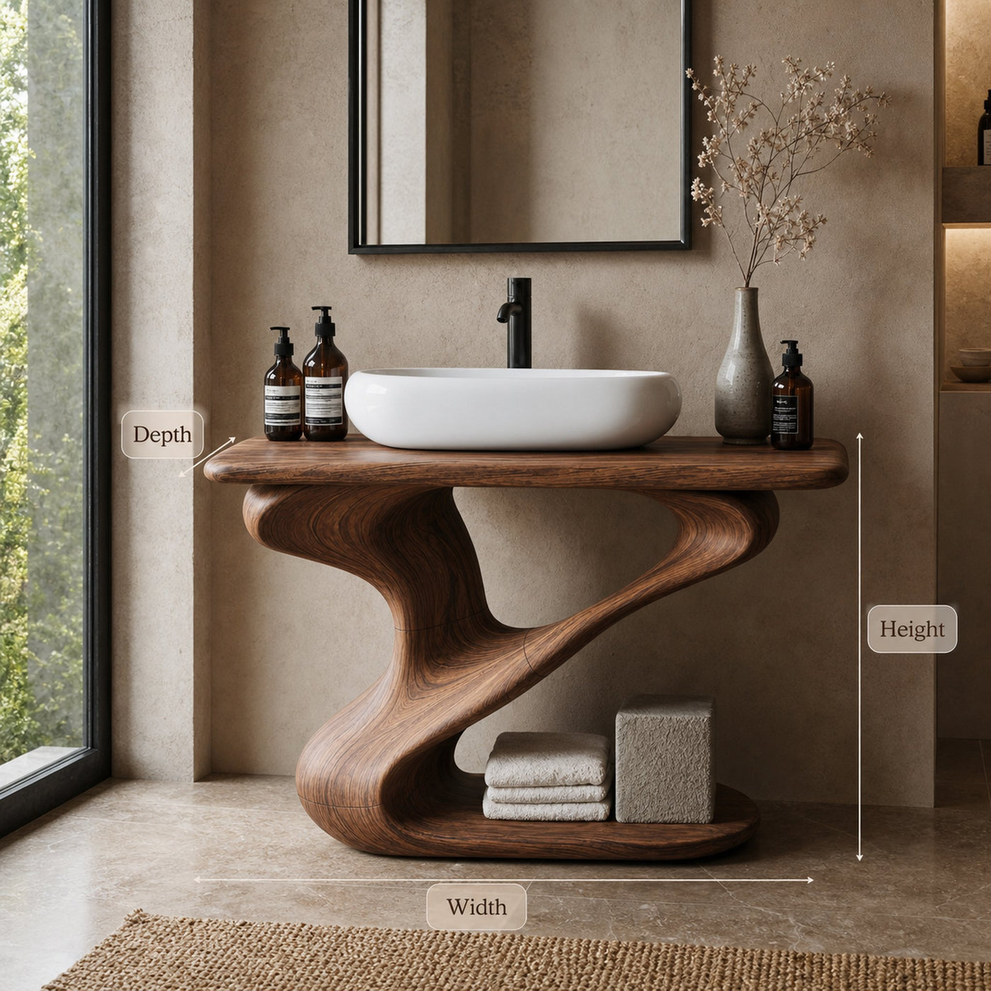 Rustic Live Edge Vanity For Natural Bathroom Design - product view 6