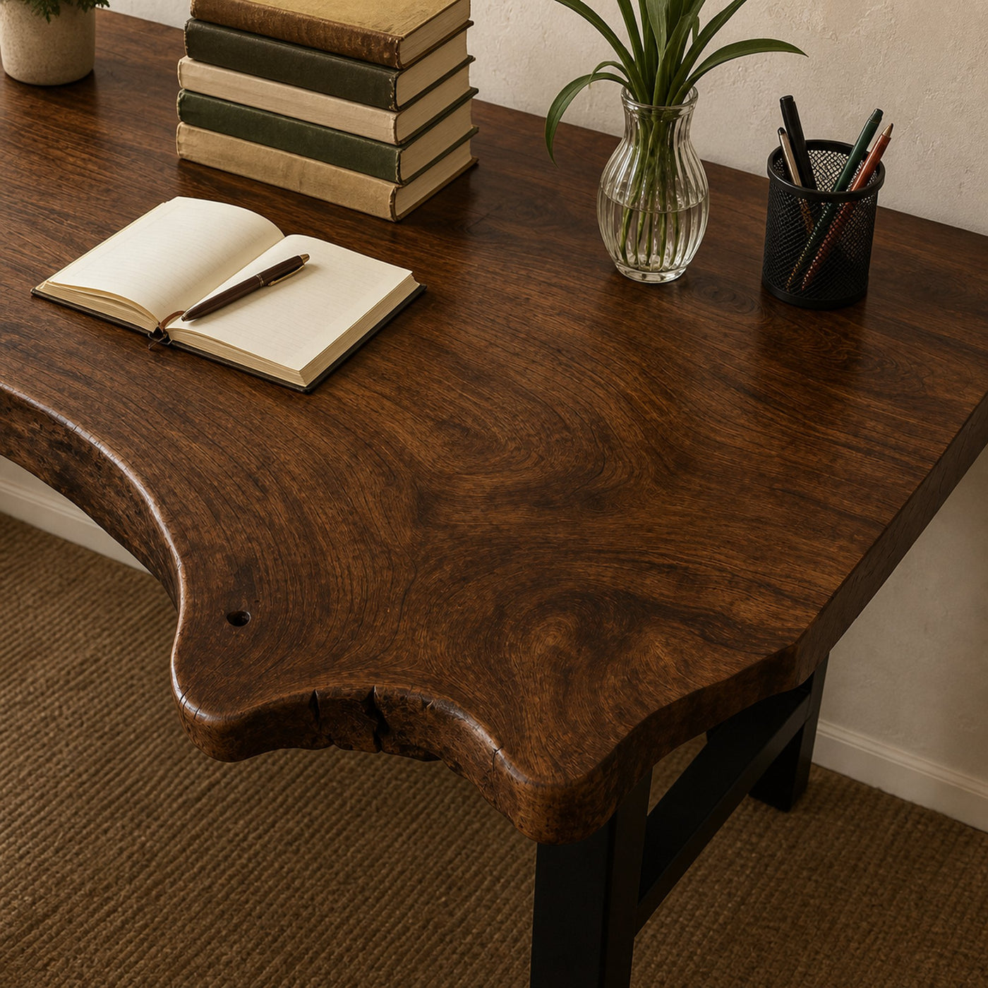 Rustic Live Edge Wood Desk For Home Office And Study Room - product view 2