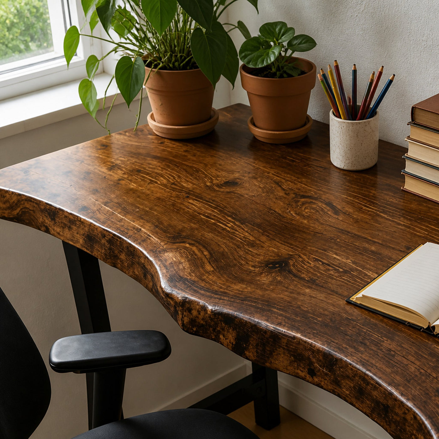 Rustic Live Edge Wood Desk For Home Office And Study Room - product view 3