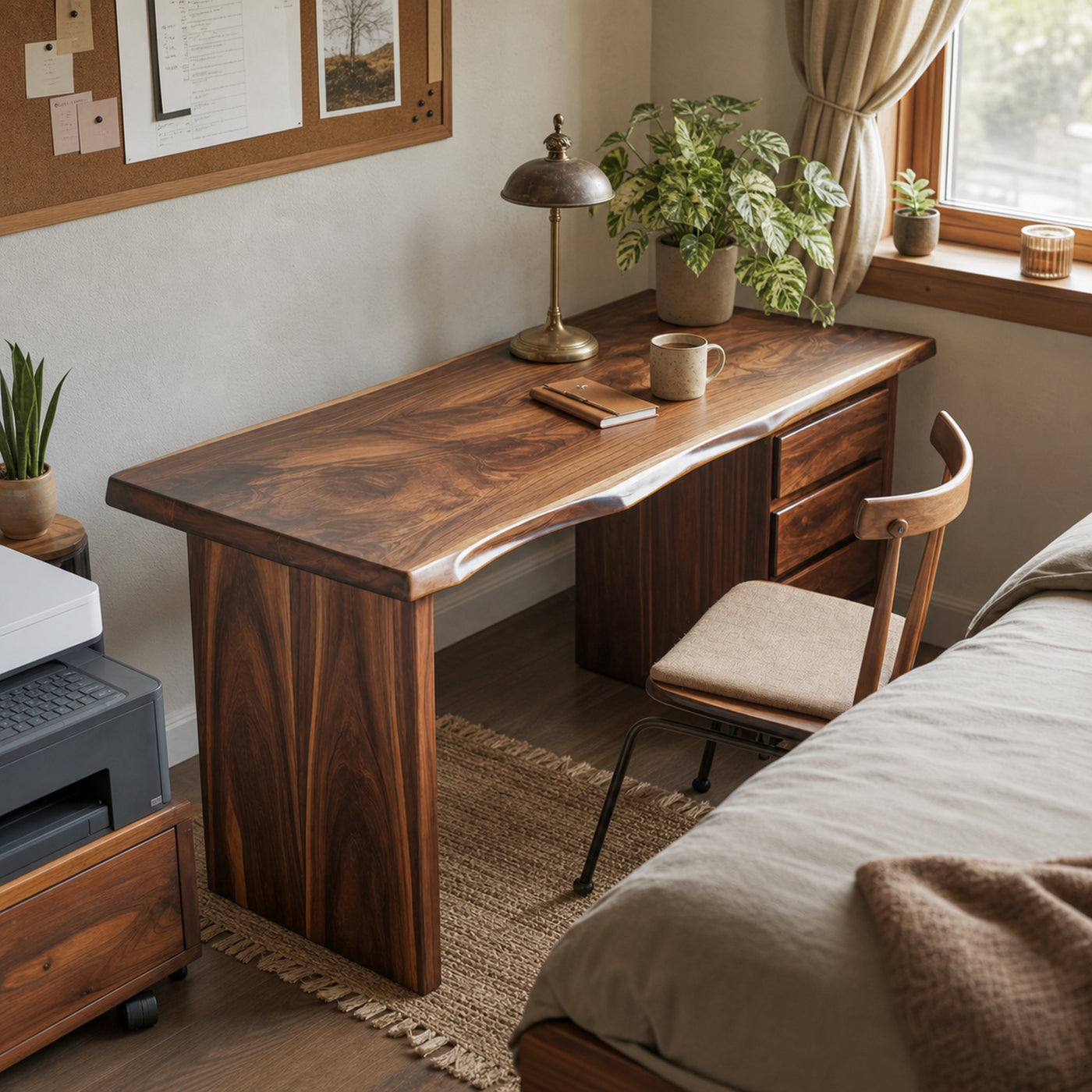 Rustic Live Edge Wooden Desk With Drawers For Home Office Or Study - product view 2