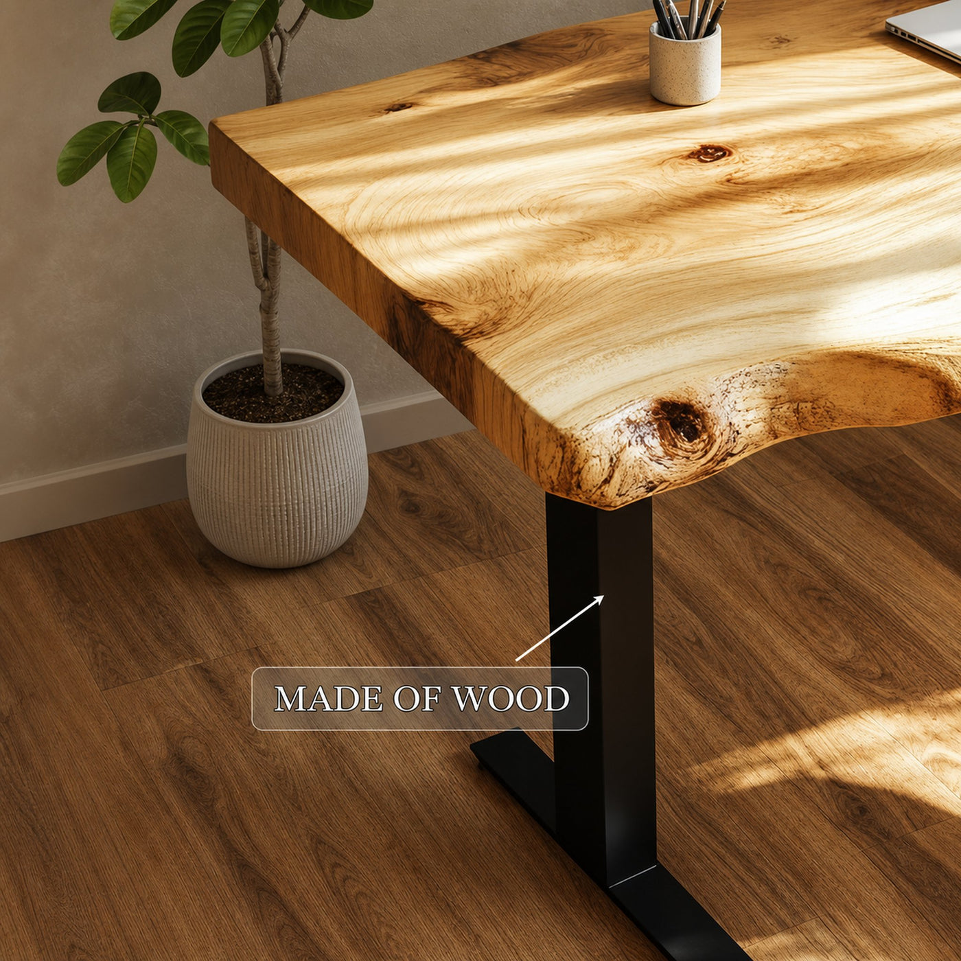 Rustic Live Edge Wooden Work Desk Modern Home Office - product view 3