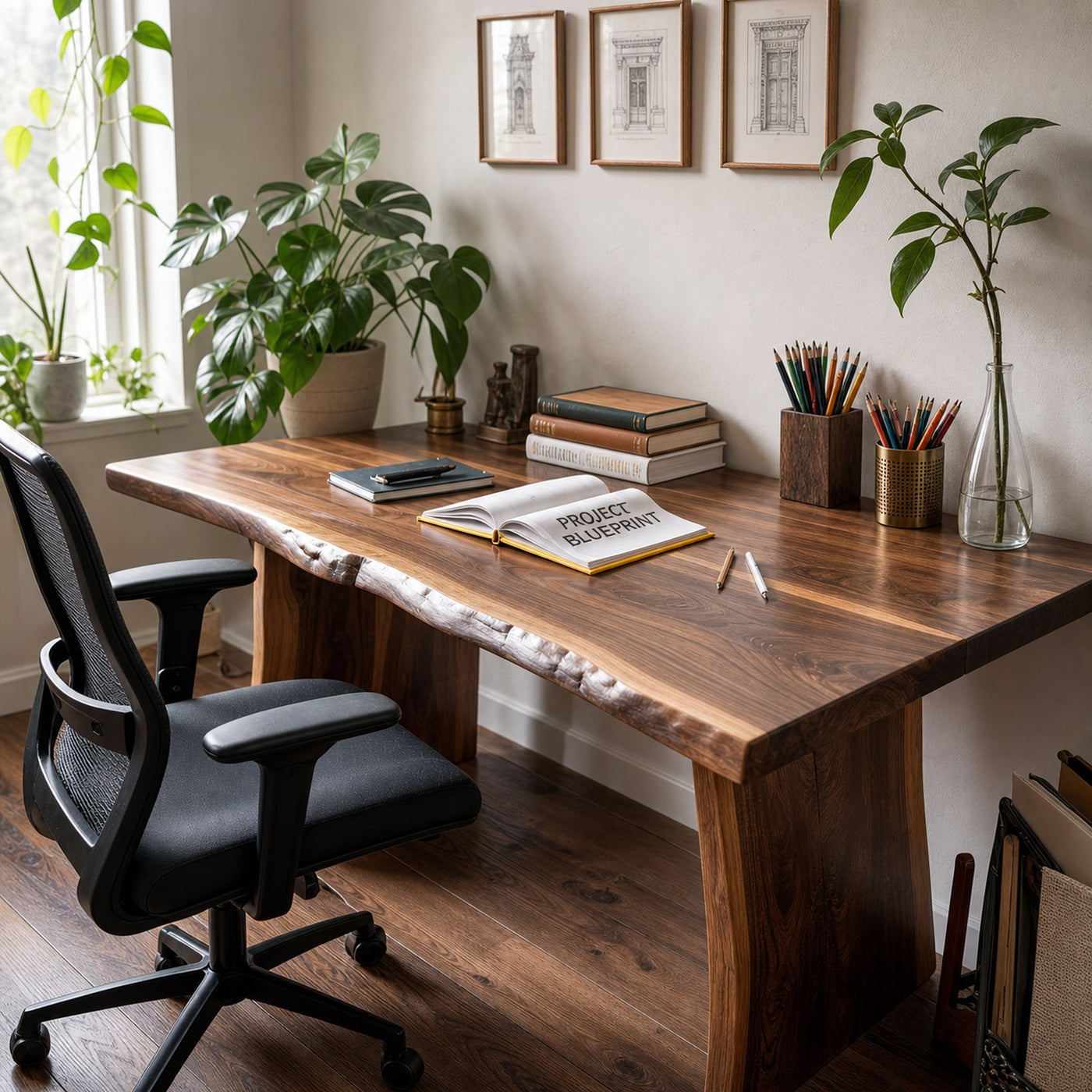 Rustic Live Edge Writing Desk For Cozy Office Or Reading Corner