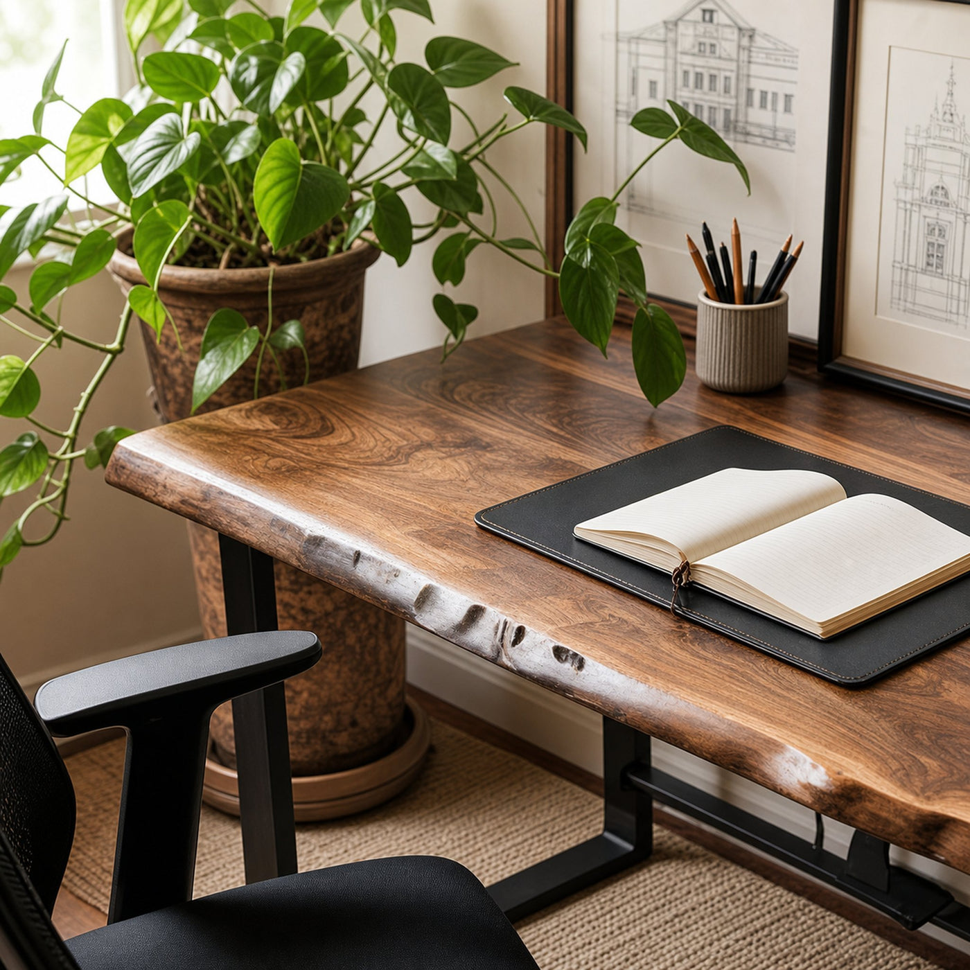 Rustic Live Edge Writing Desk For Cozy Office Or Reading Corner - product view 2