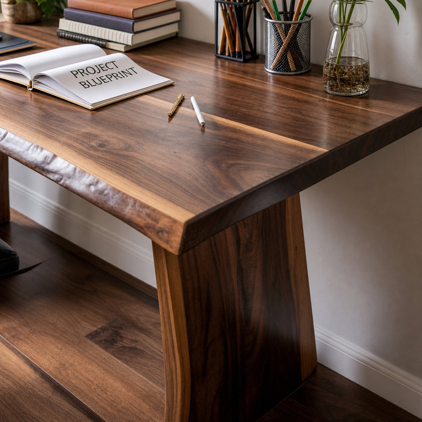 Rustic Live Edge Writing Desk For Cozy Office Or Reading Corner - product view 3