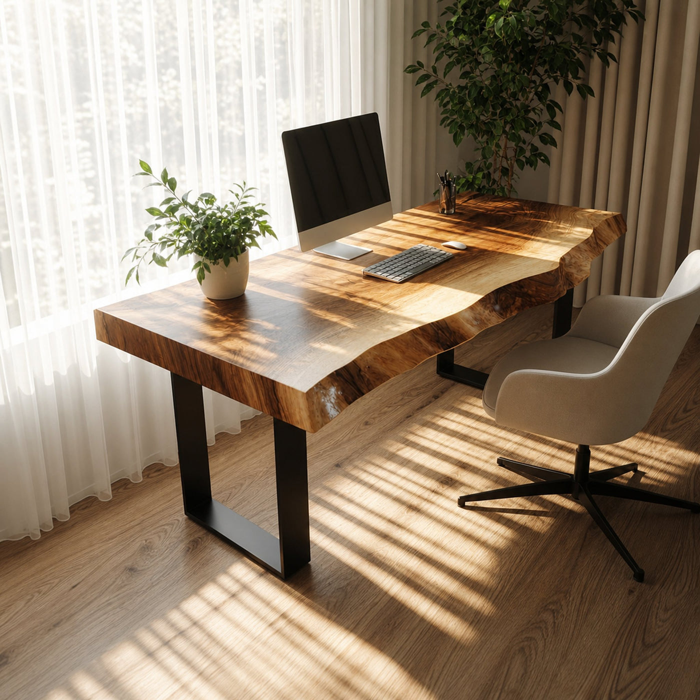 Rustic Live Edge Writing Desk Home Office And Reading Room
