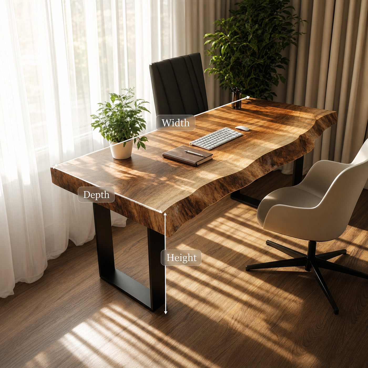 Rustic Live Edge Writing Desk Home Office And Reading Room - product view 6