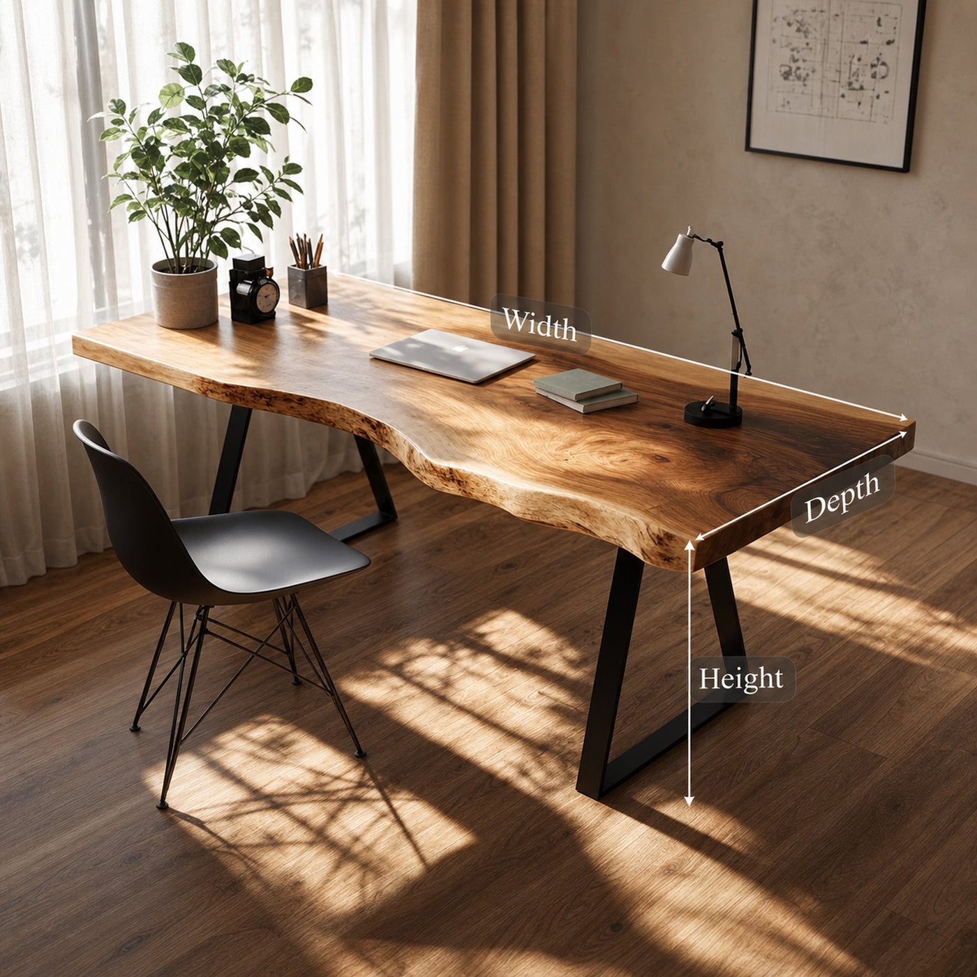 Rustic Live Edge Writing Desk Reading Room And Home Office - product view 6