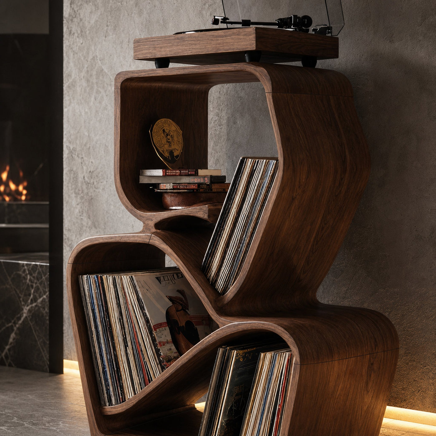 Rustic Media Console With Shelves For Bedroom Decor - product view 3