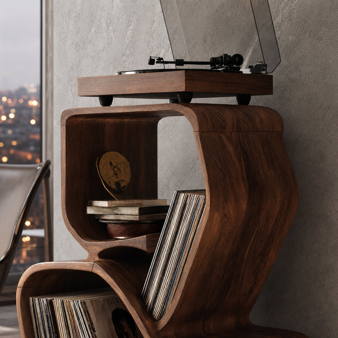 Rustic Media Console With Shelves For Bedroom Decor - product view 4