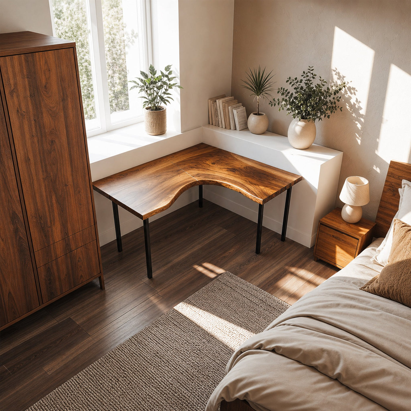 Rustic Minimal Corner Work Desk Work Room And Reading Room - product view 2