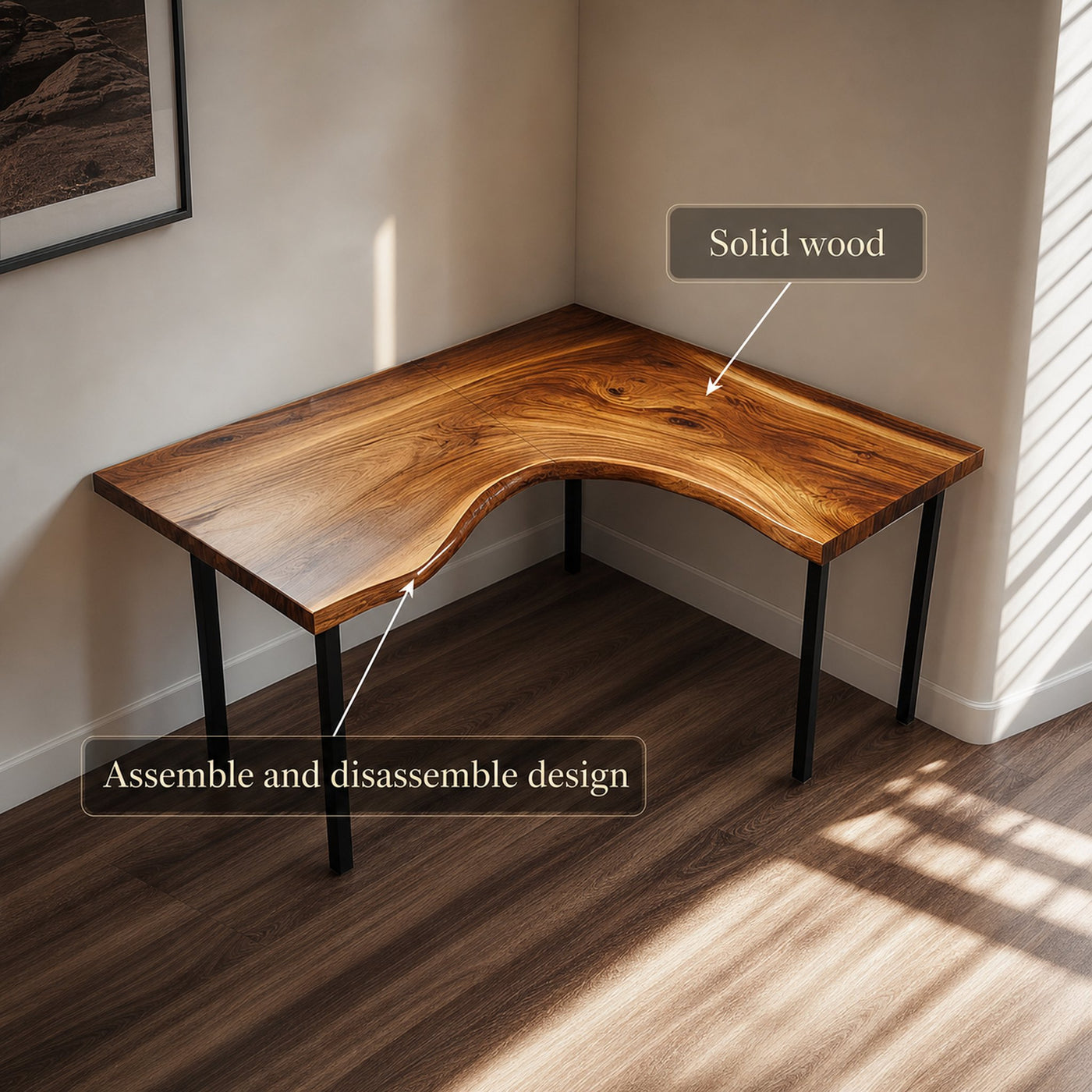 Rustic Minimal Corner Work Desk Work Room And Reading Room - product view 3