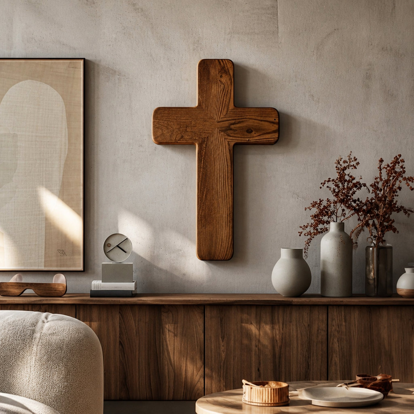 Rustic Minimal Wall Cross Living Room Or Meditation Room