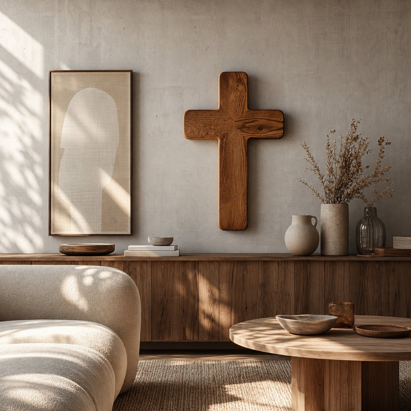 Rustic Minimal Wall Cross Living Room Or Meditation Room - product view 2