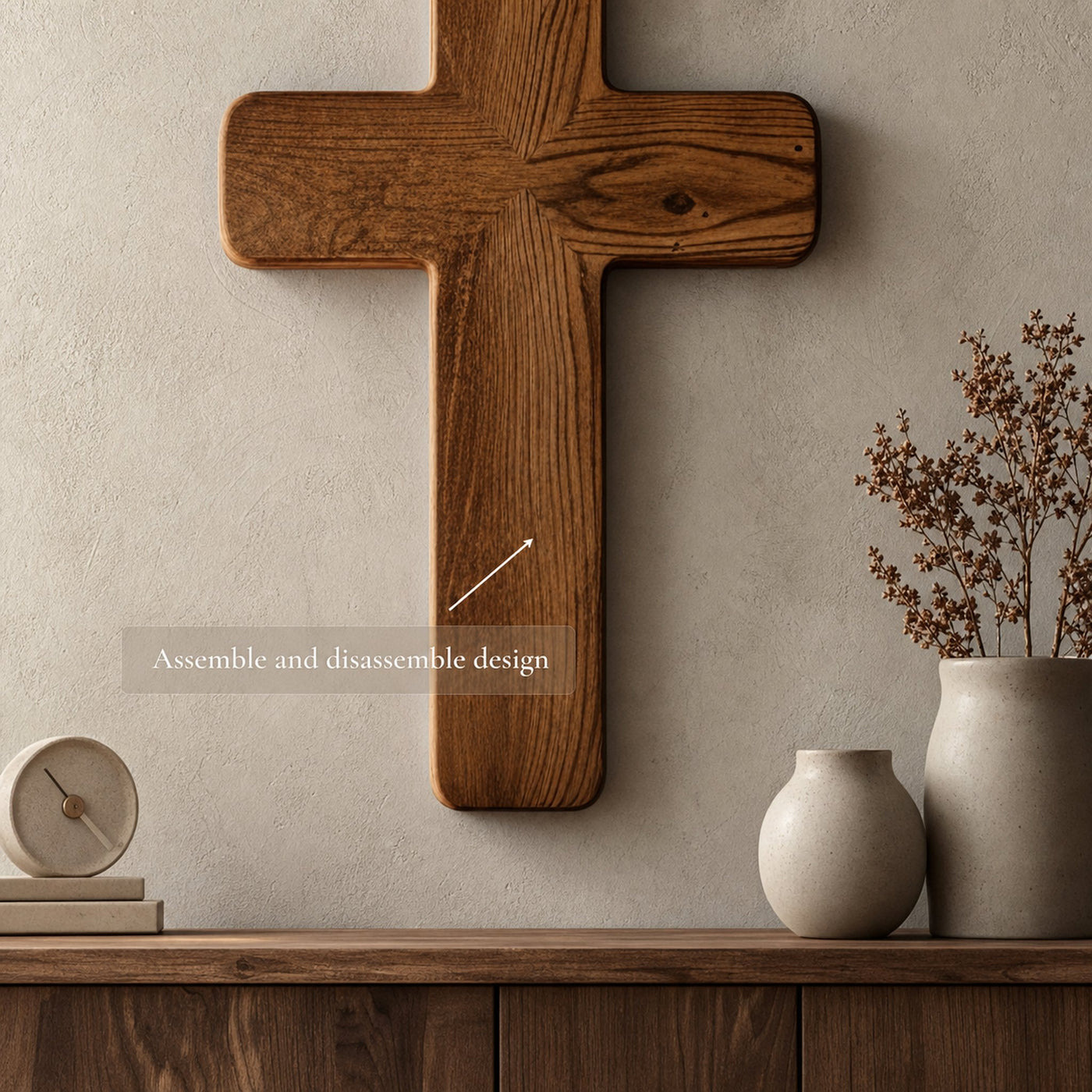 Rustic Minimal Wall Cross Living Room Or Meditation Room - product view 4