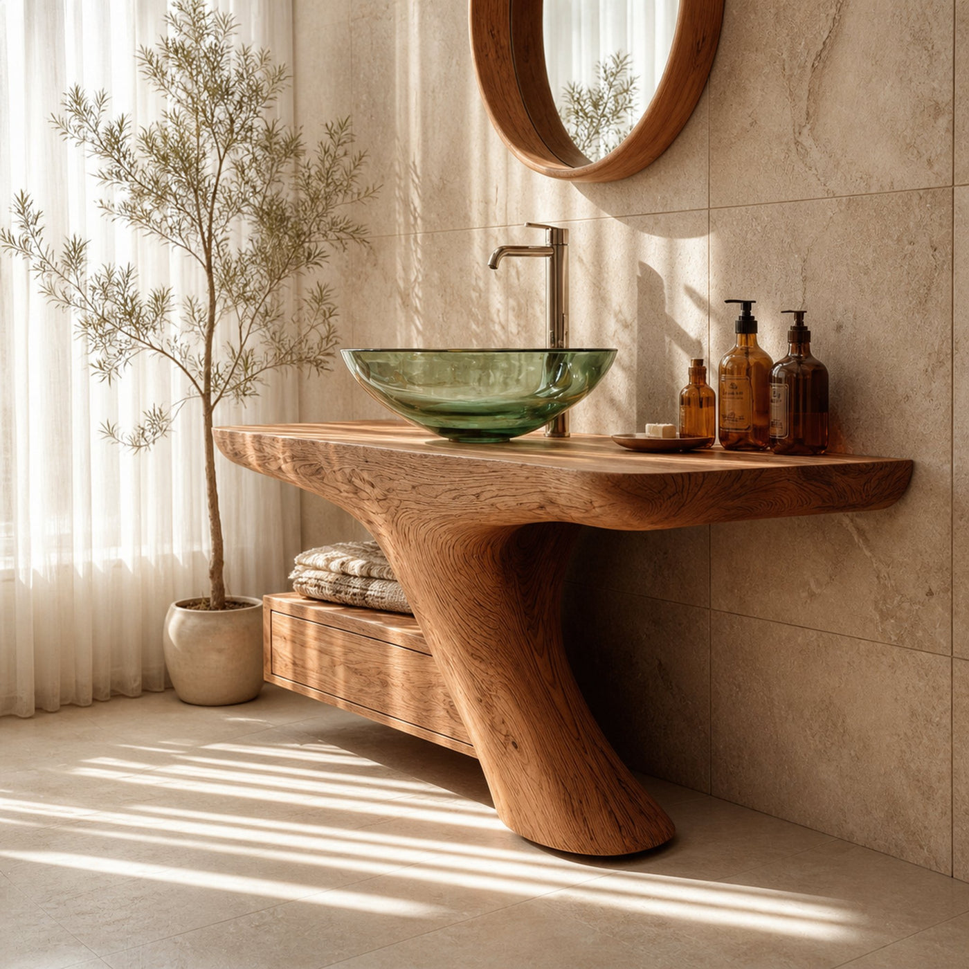 Rustic Minimalist Storage Vanity Bathroom