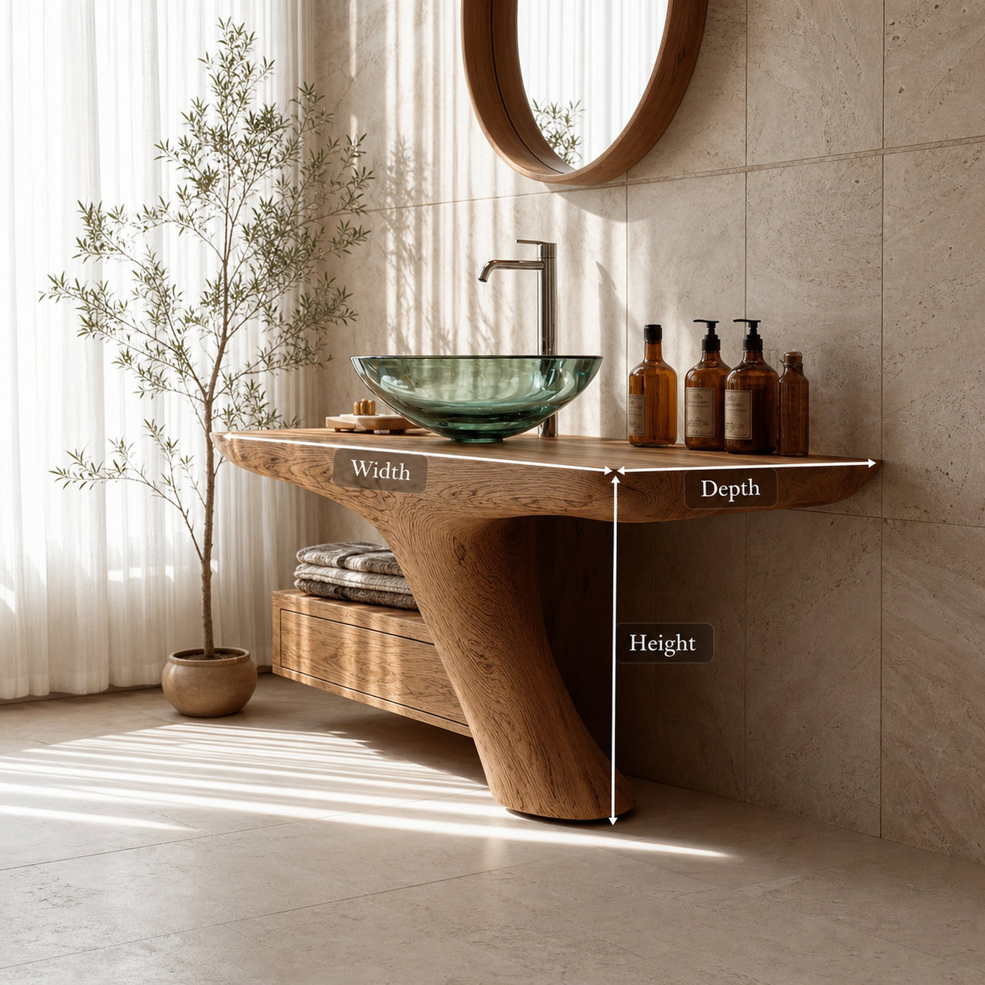 Rustic Minimalist Storage Vanity Bathroom - product view 5
