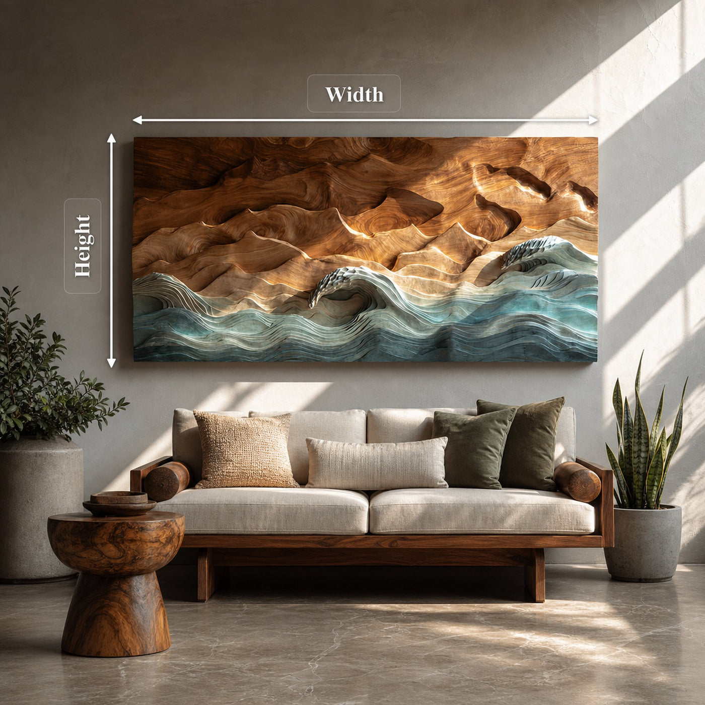 Rustic Mountain Lake Wood Wall Art For Cabin Living Room Design - product view 5
