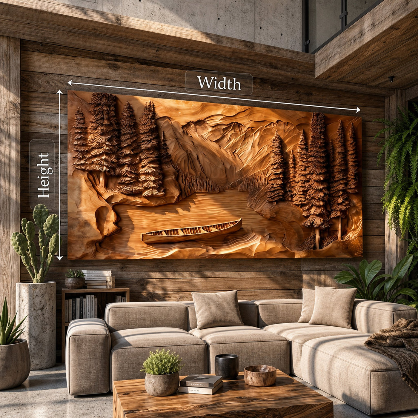 Rustic Mountain Lake Wood Wall Art For Luxury Cabin Living Spaces - product view 5