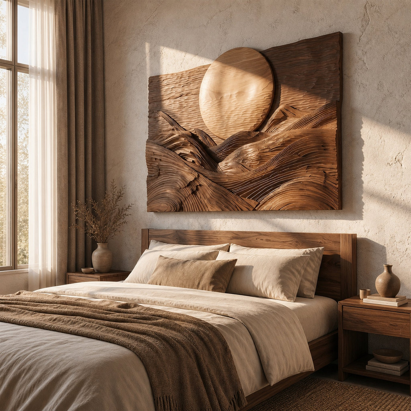 Rustic Mountain Sunrise Wooden Wall Art For Living Room And Bedroom - product view 2