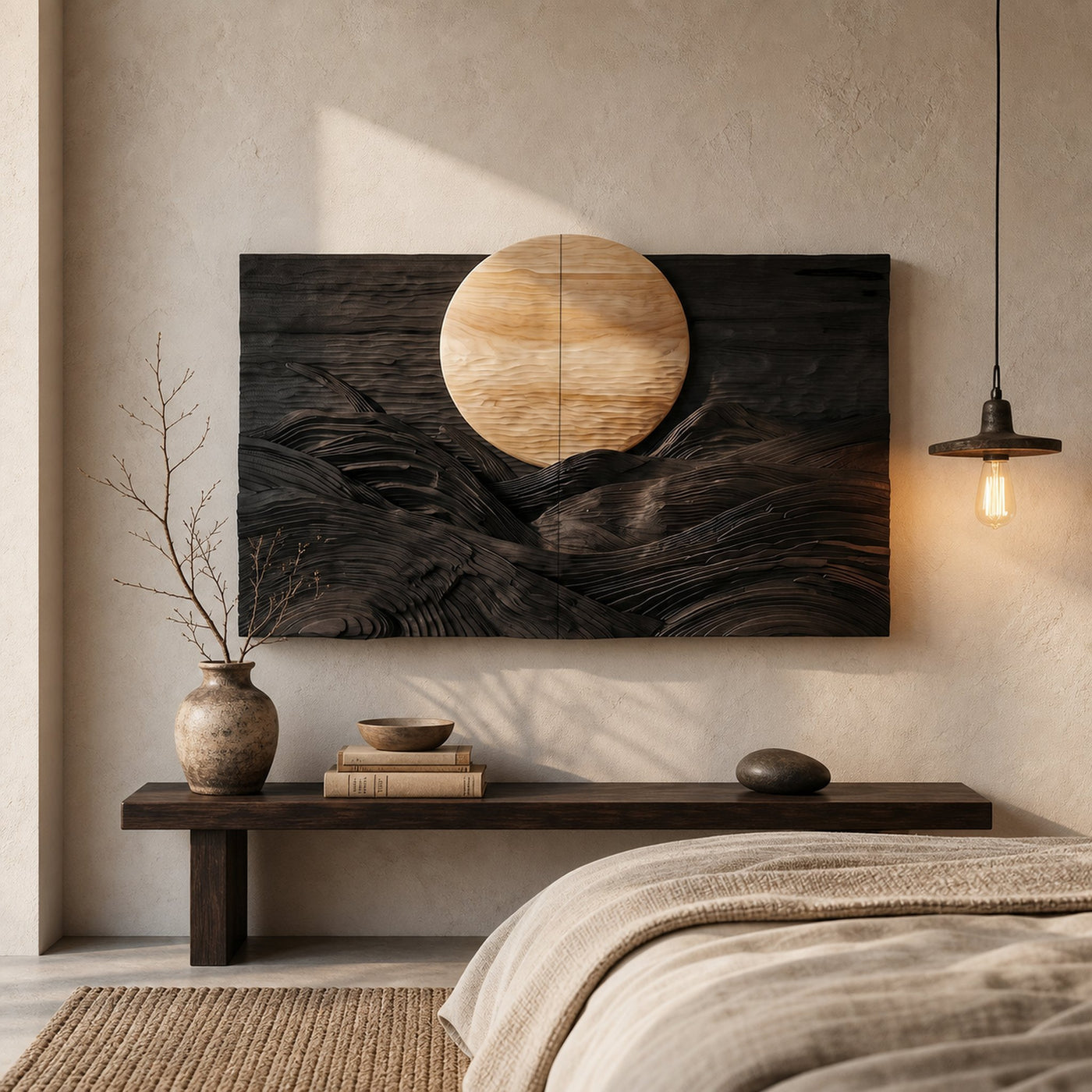 Rustic Mountain Sunrise Wooden Wall Art For Living Room And Bedroom - product view 4