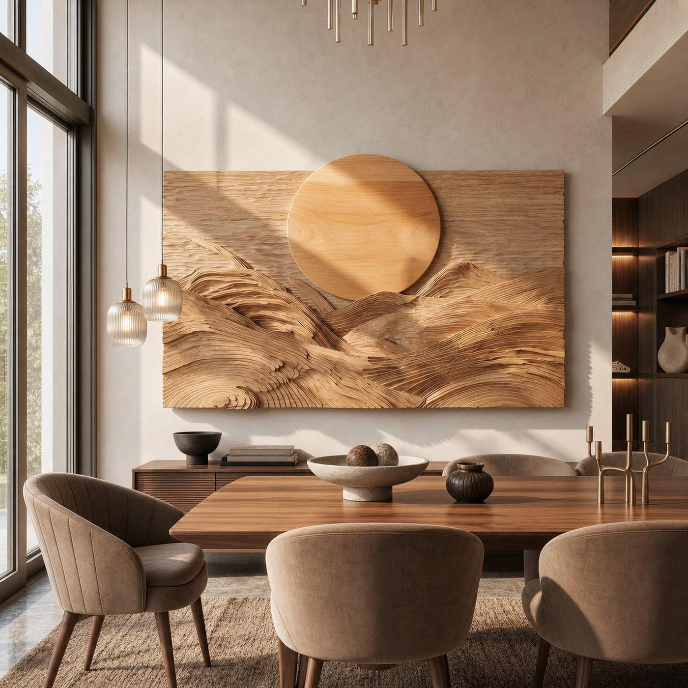 Rustic Mountain Sunrise Wooden Wall Art For Living Room And Bedroom - product view 5