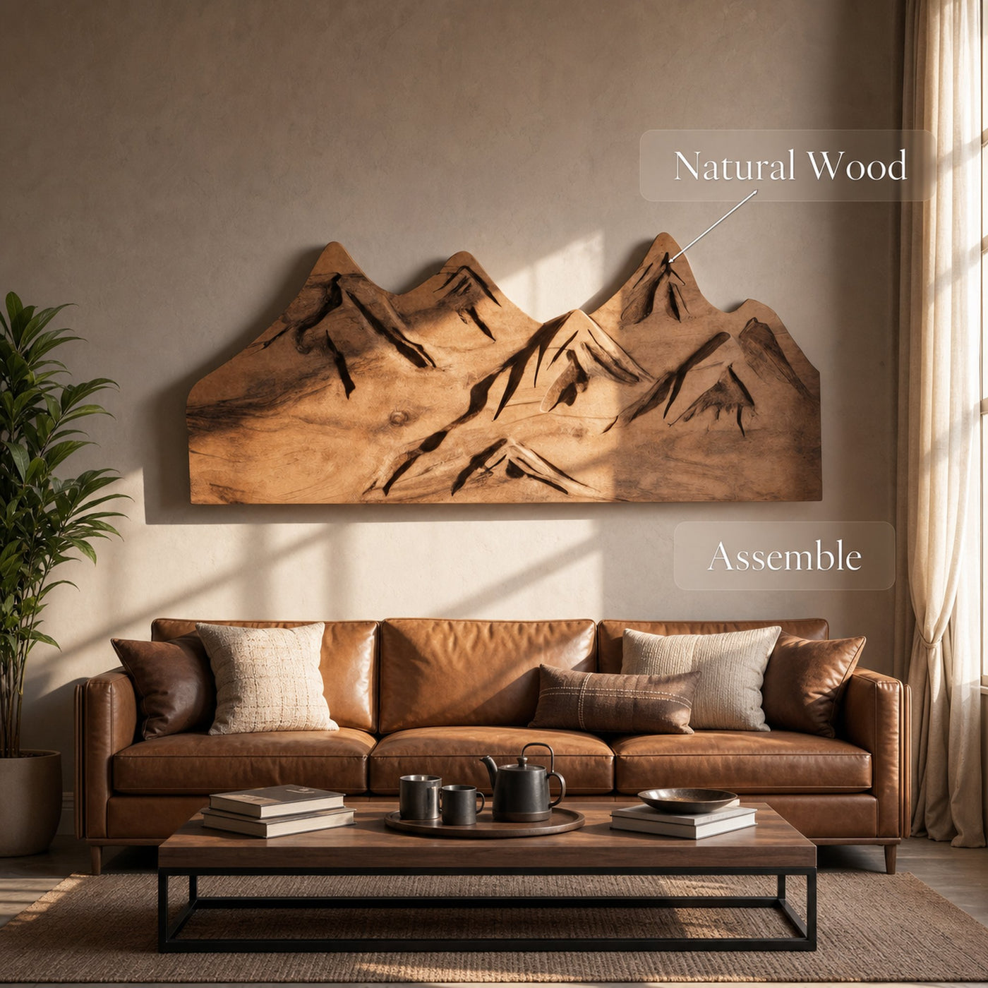 Rustic Mountain Wall Art For Living Room Or Lodge - product view 5