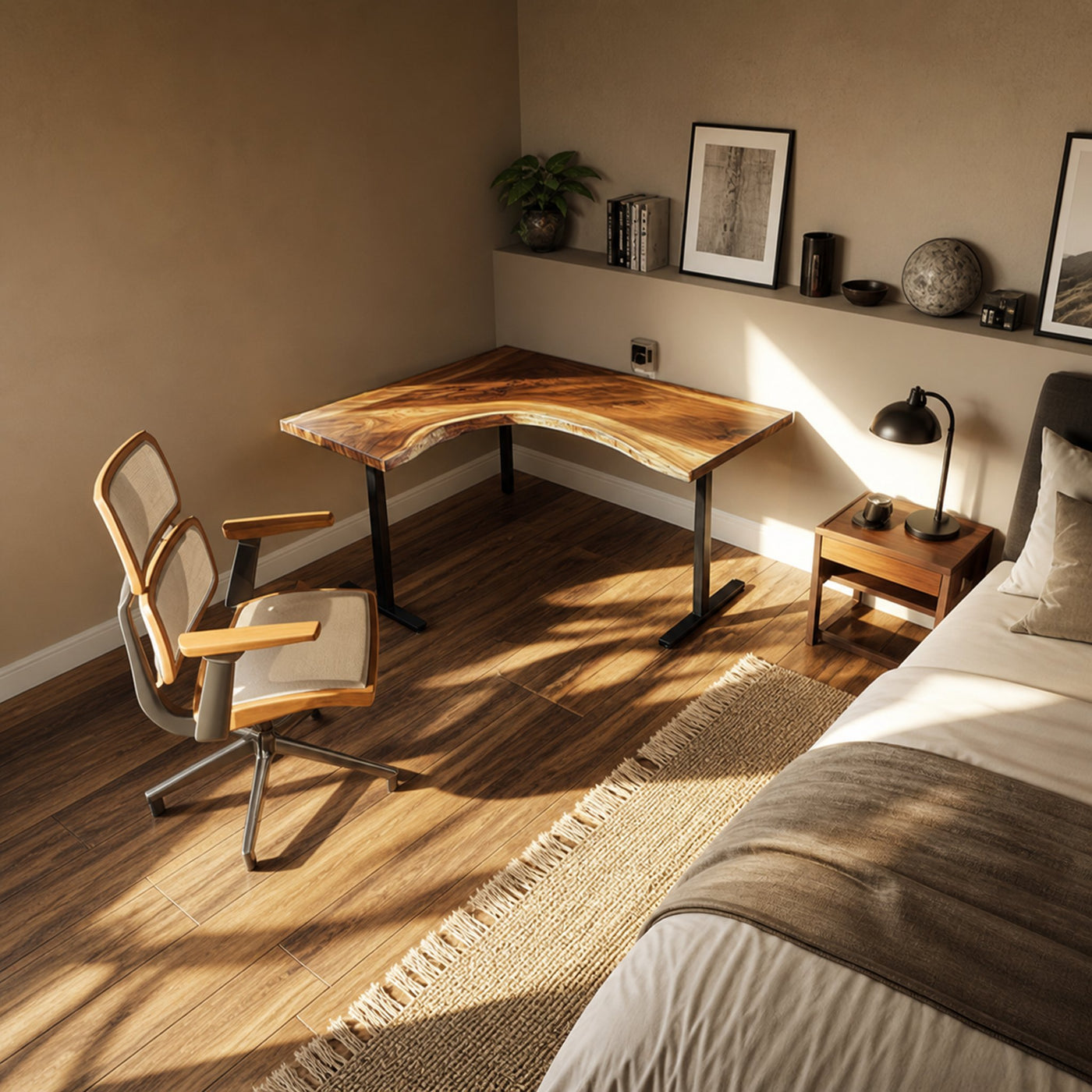 Rustic Natural Corner Work Desk Study Room And Reading Room - product view 2