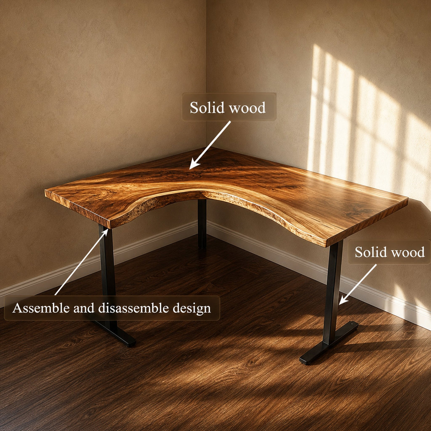 Rustic Natural Corner Work Desk Study Room And Reading Room - product view 3