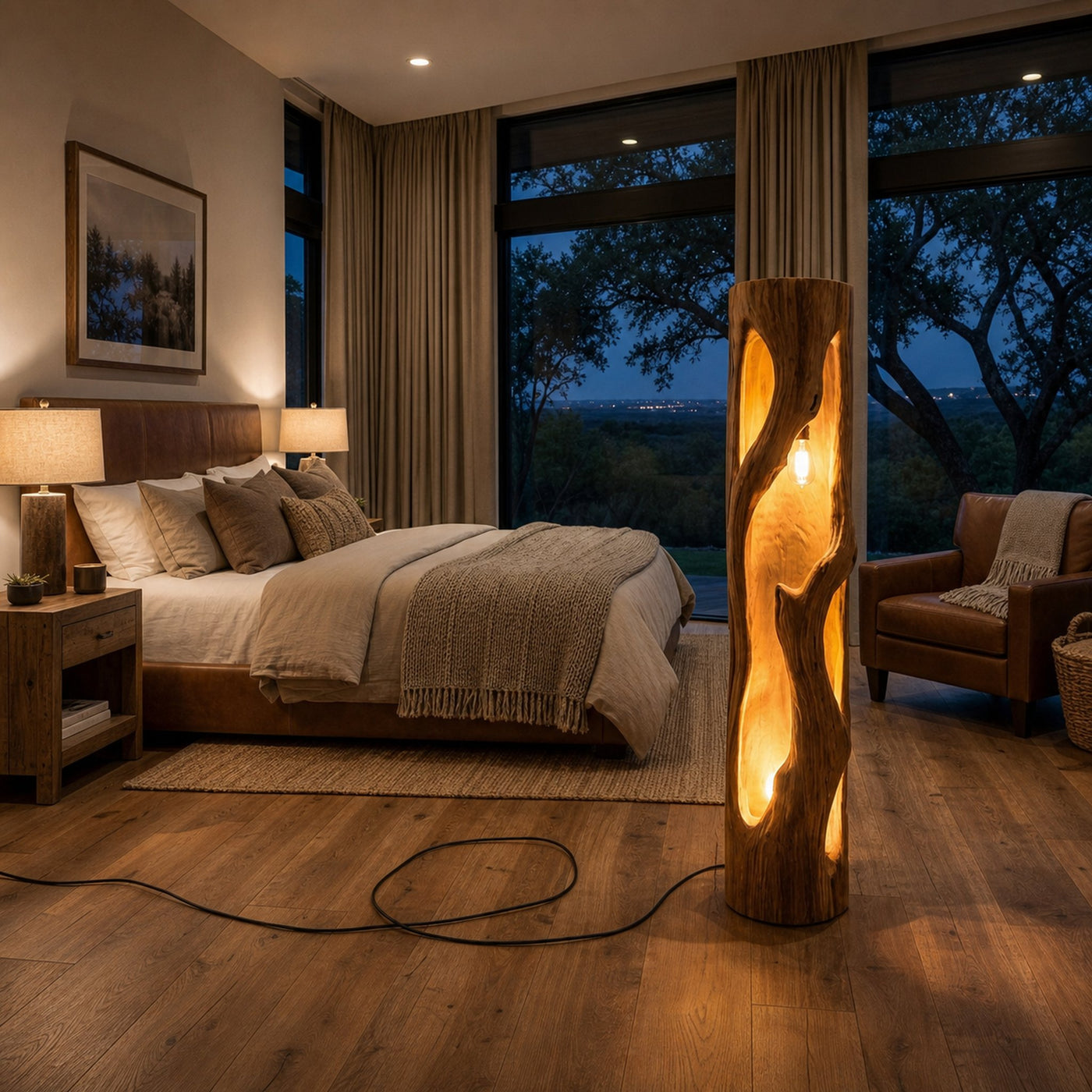 Rustic Natural Wood Floor Lamp For Statement Living Room - product view 3