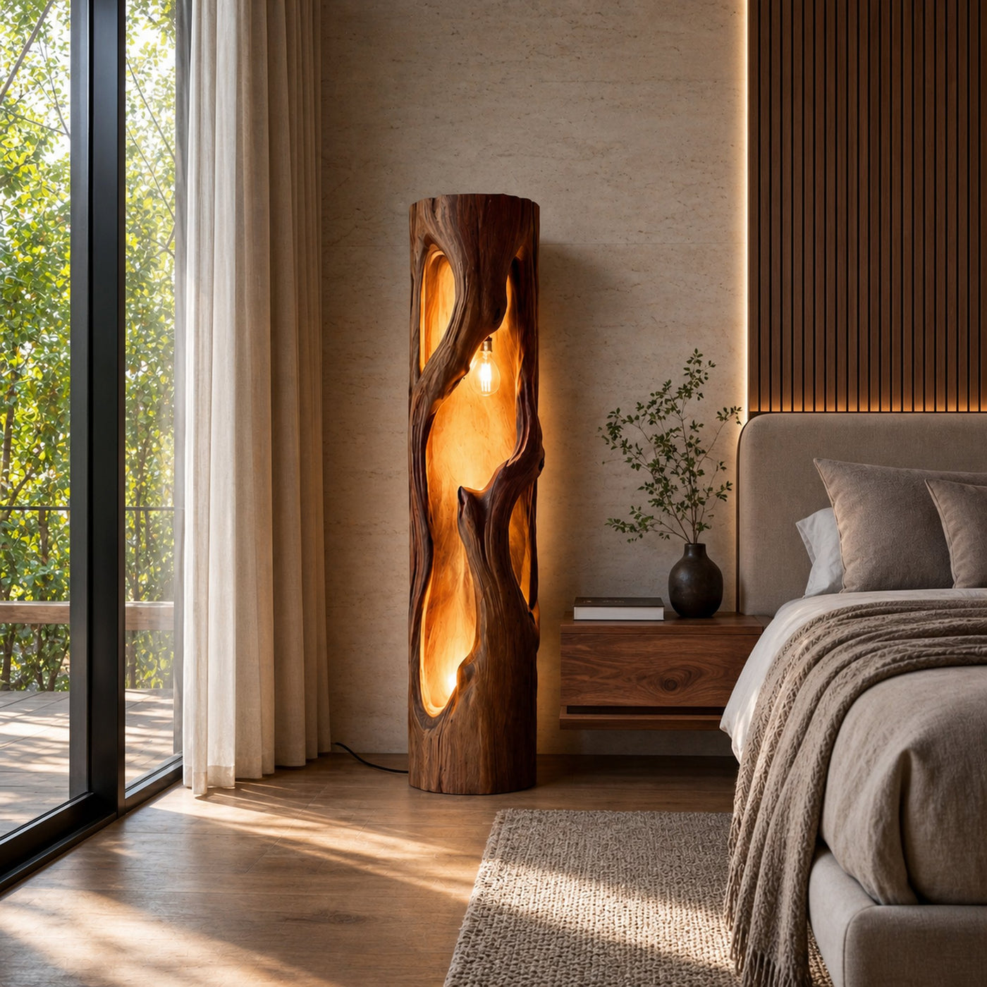 Rustic Natural Wood Floor Lamp For Statement Living Room - product view 7