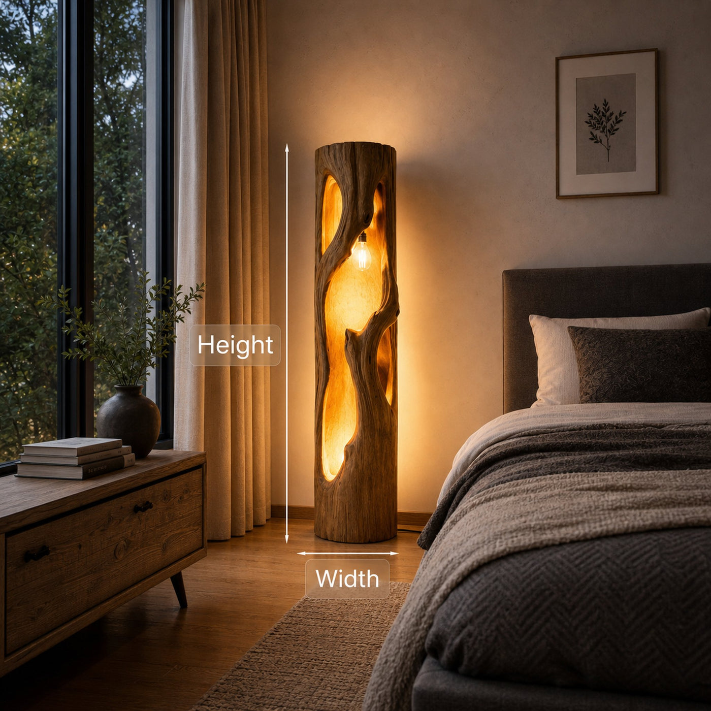 Rustic Natural Wood Floor Lamp For Statement Living Room - product view 8