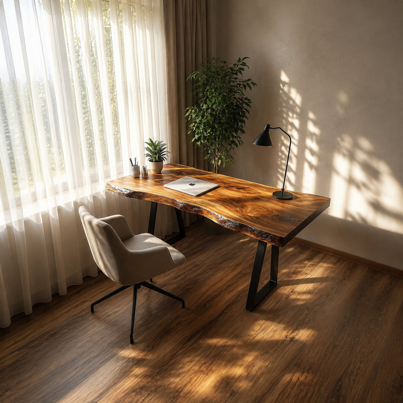 Rustic Natural Work Desk Bedroom And Creative Area - product view 2