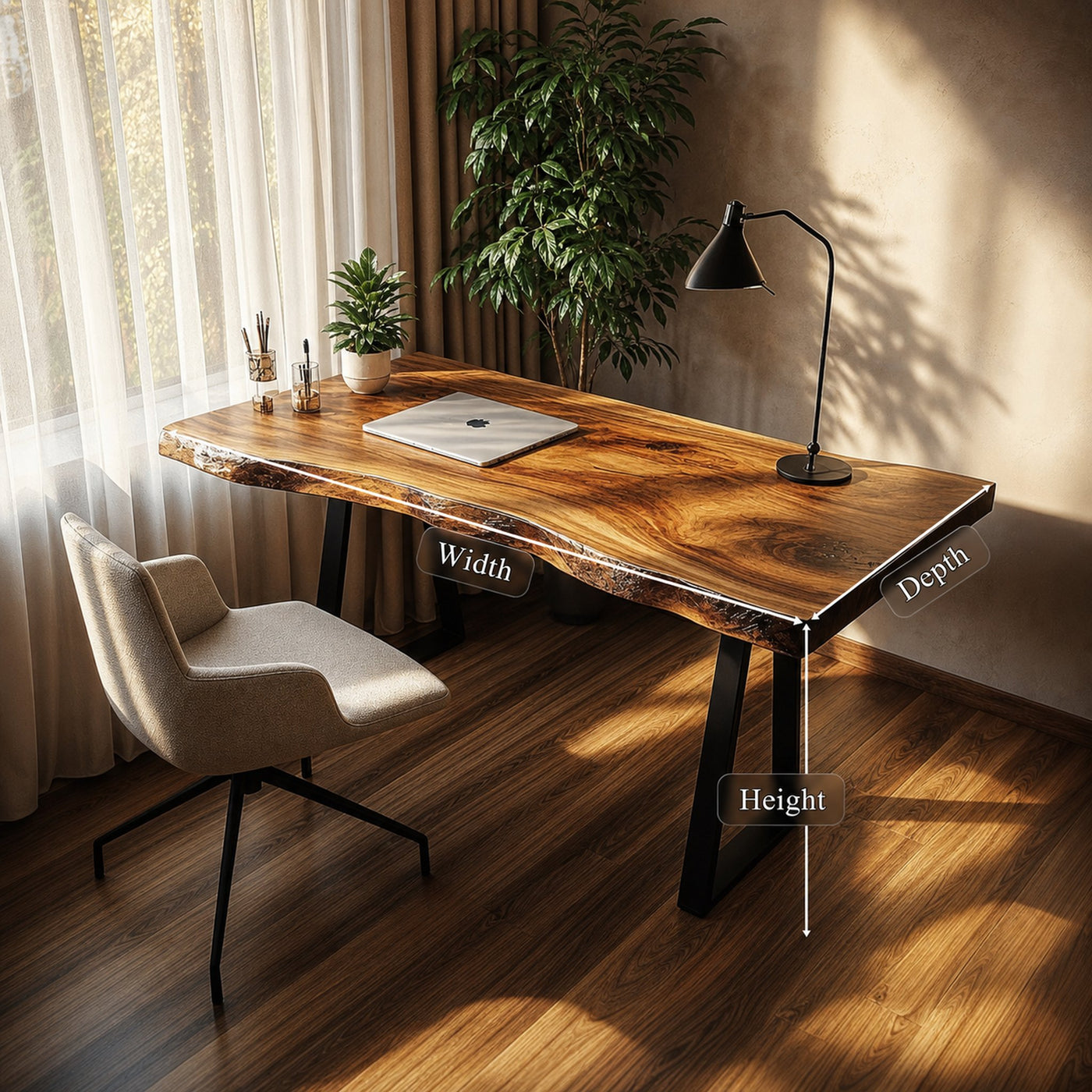 Rustic Natural Work Desk Bedroom And Creative Area - product view 6