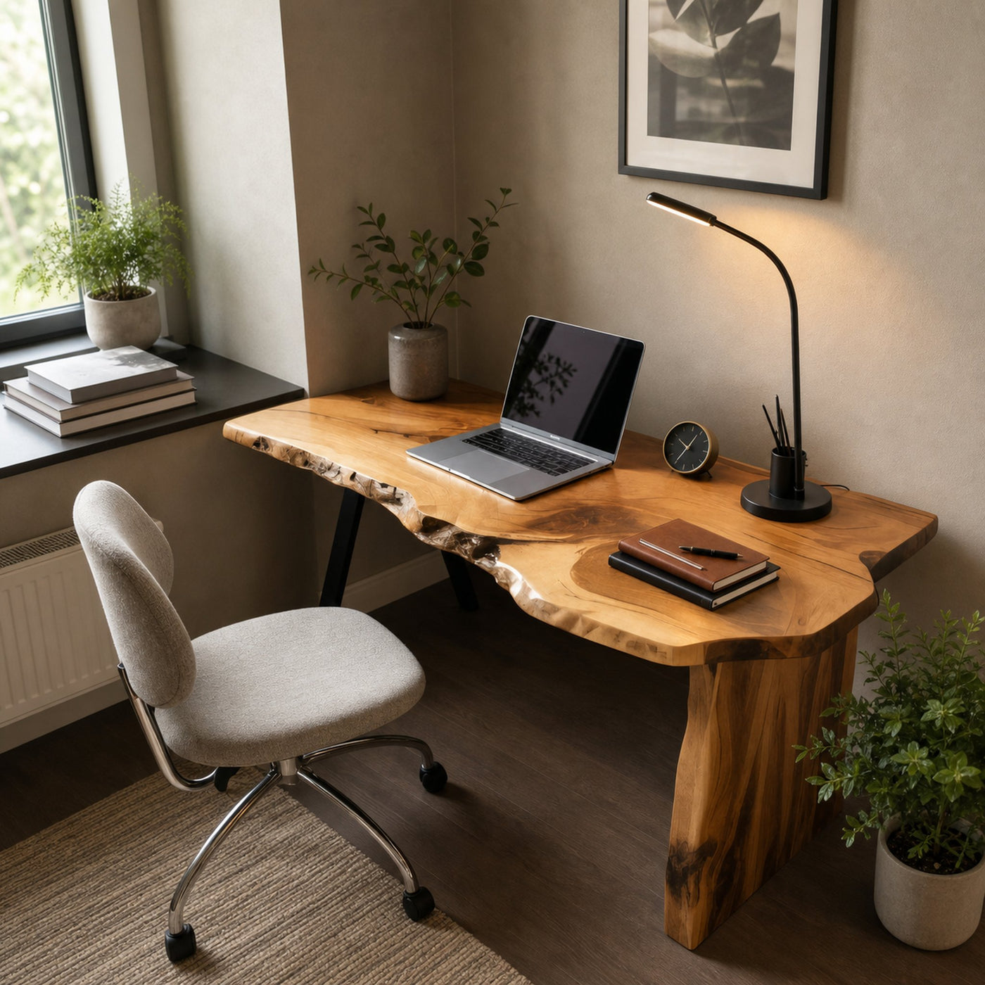 Rustic Office Desk With Live Edge Design For Home Workspace