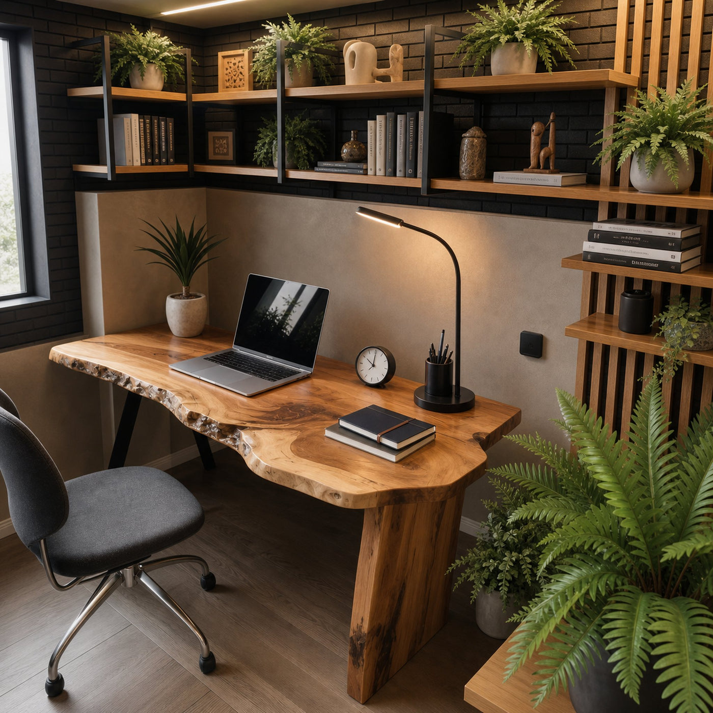 Rustic Office Desk With Live Edge Design For Home Workspace - product view 2