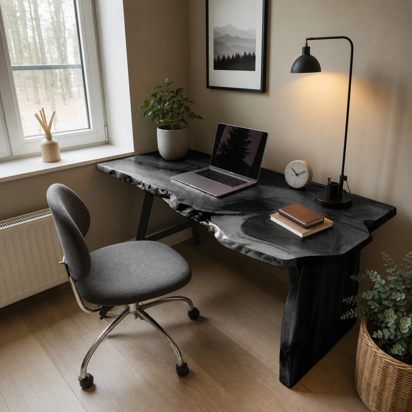 Rustic Office Desk With Live Edge Design For Home Workspace - product view 4