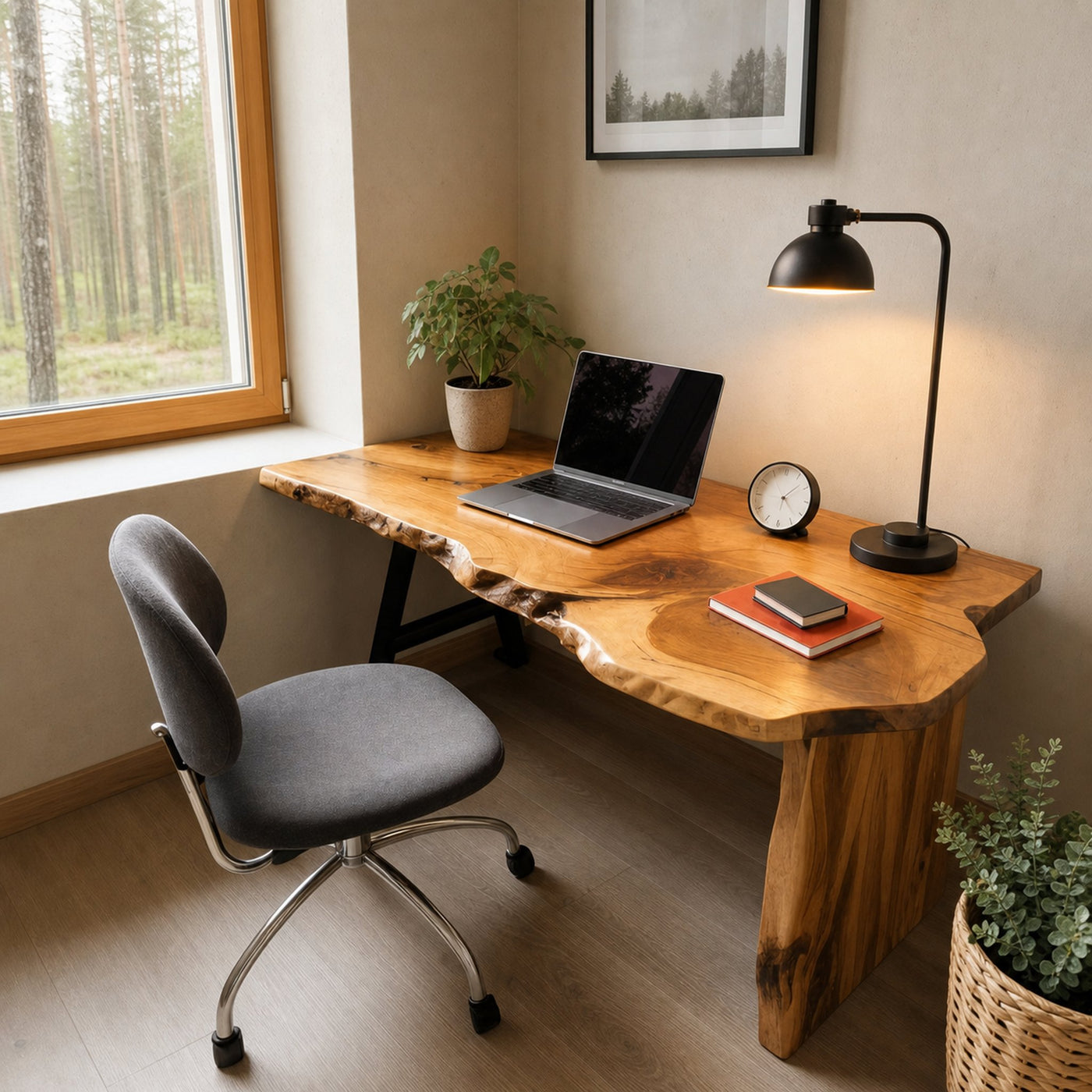 Rustic Office Desk With Live Edge Design For Home Workspace - product view 5