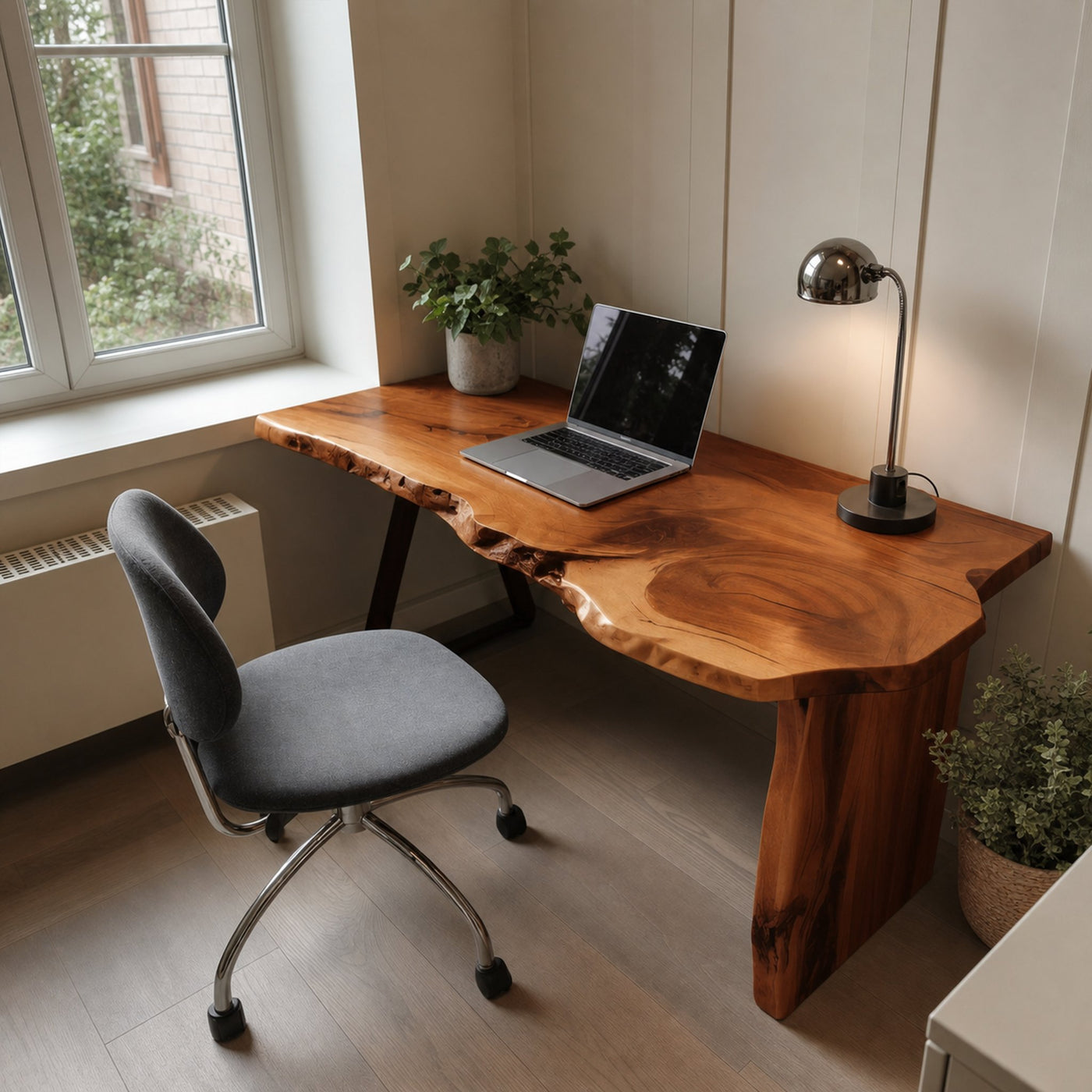 Rustic Office Desk With Live Edge Design For Home Workspace - product view 6