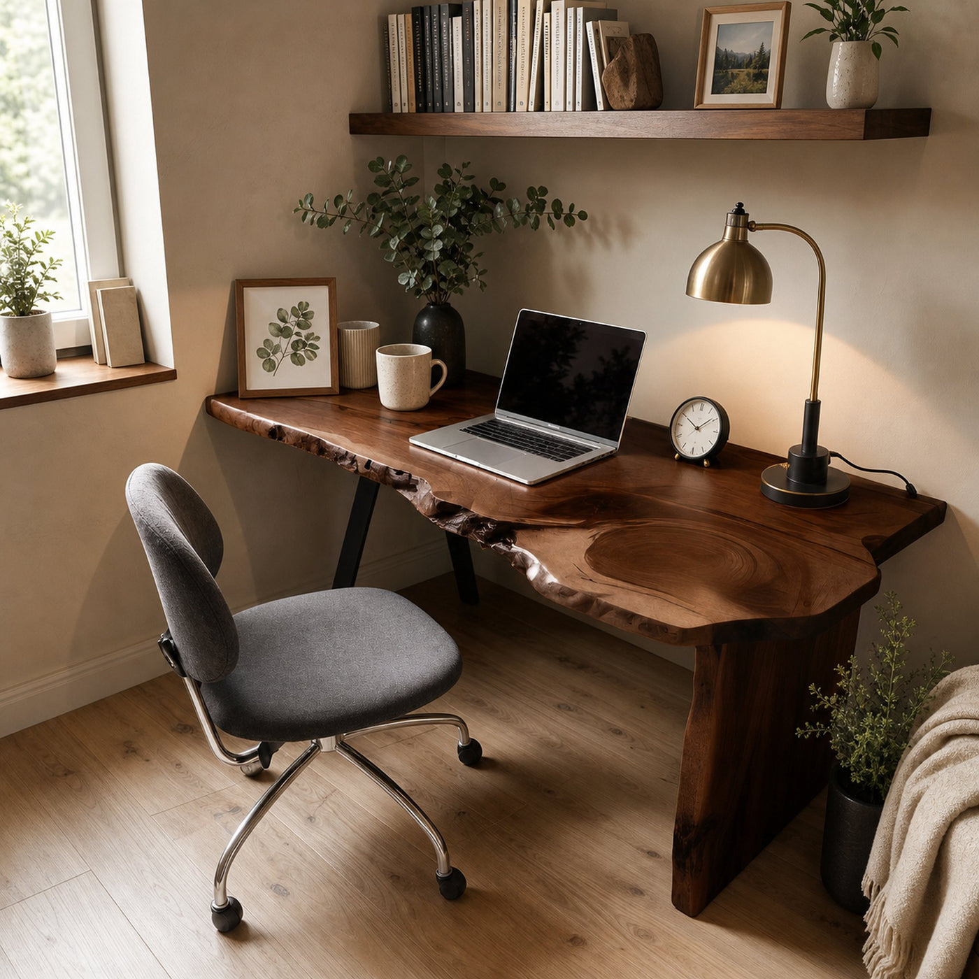 Rustic Office Desk With Live Edge Design For Home Workspace - product view 7