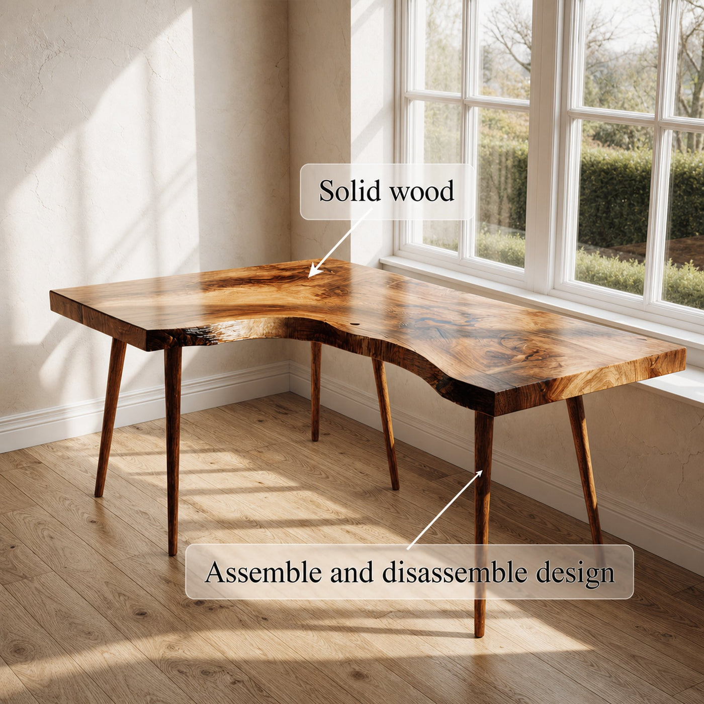 Rustic Organic Corner Office Desk Studio And Reading Room - product view 2