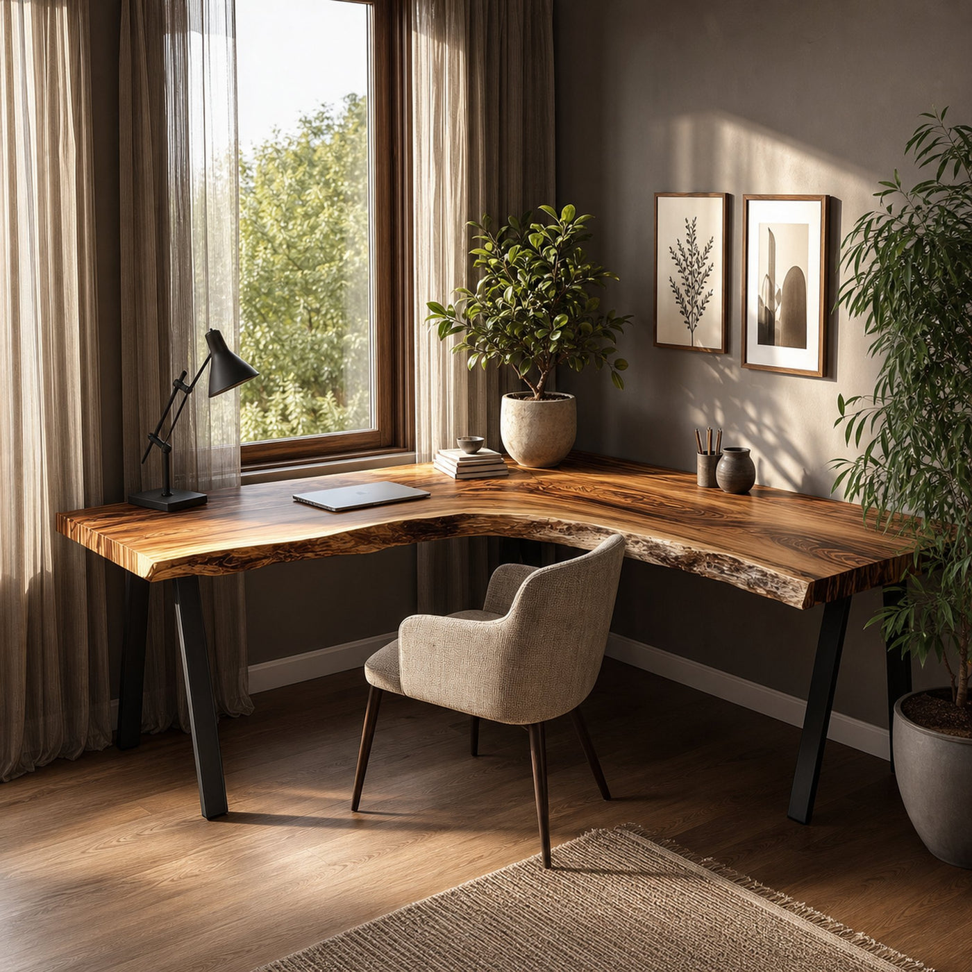 Rustic Organic Modern Work Corner Desk Home Office And Study Room - product view 2