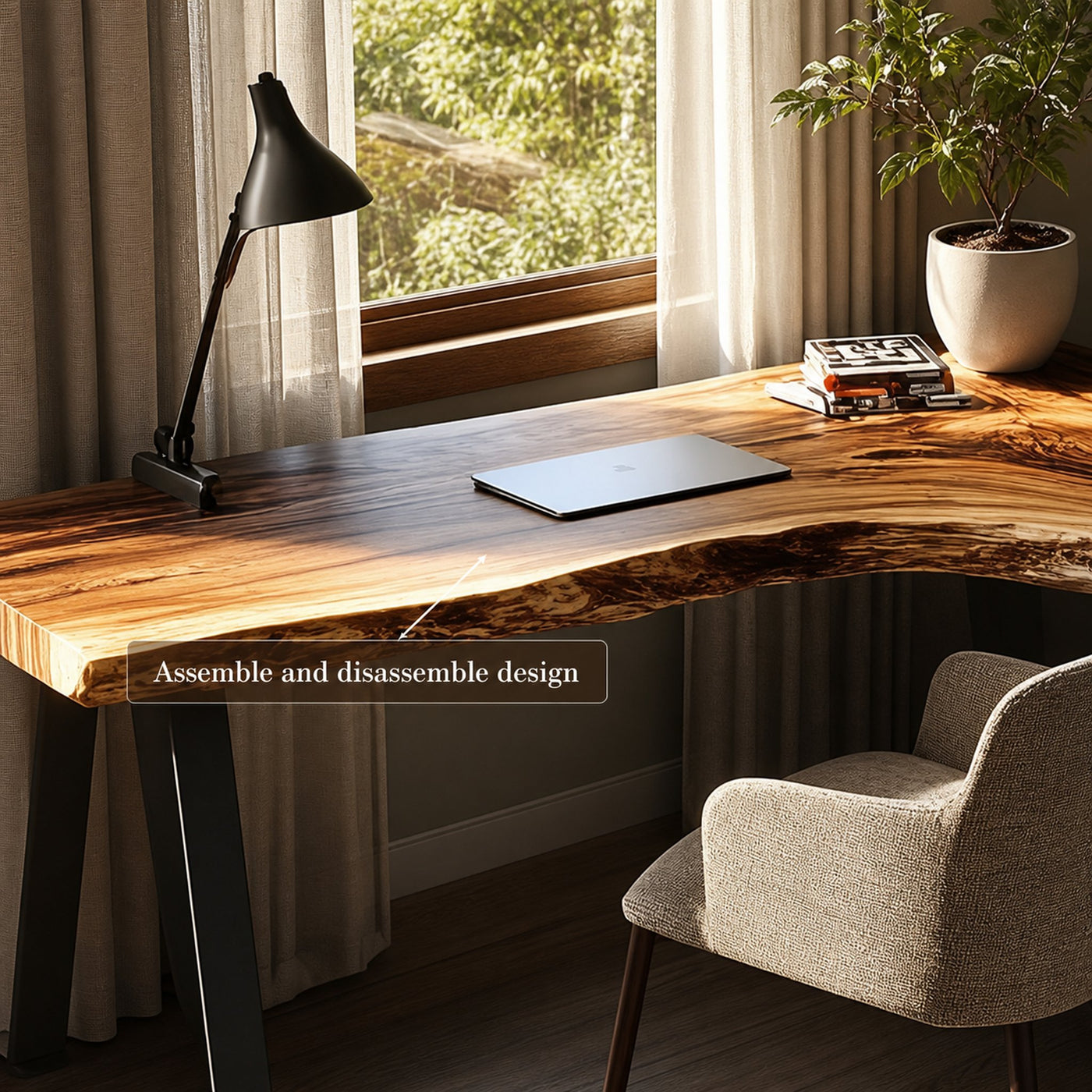 Rustic Organic Modern Work Corner Desk Home Office And Study Room - product view 3