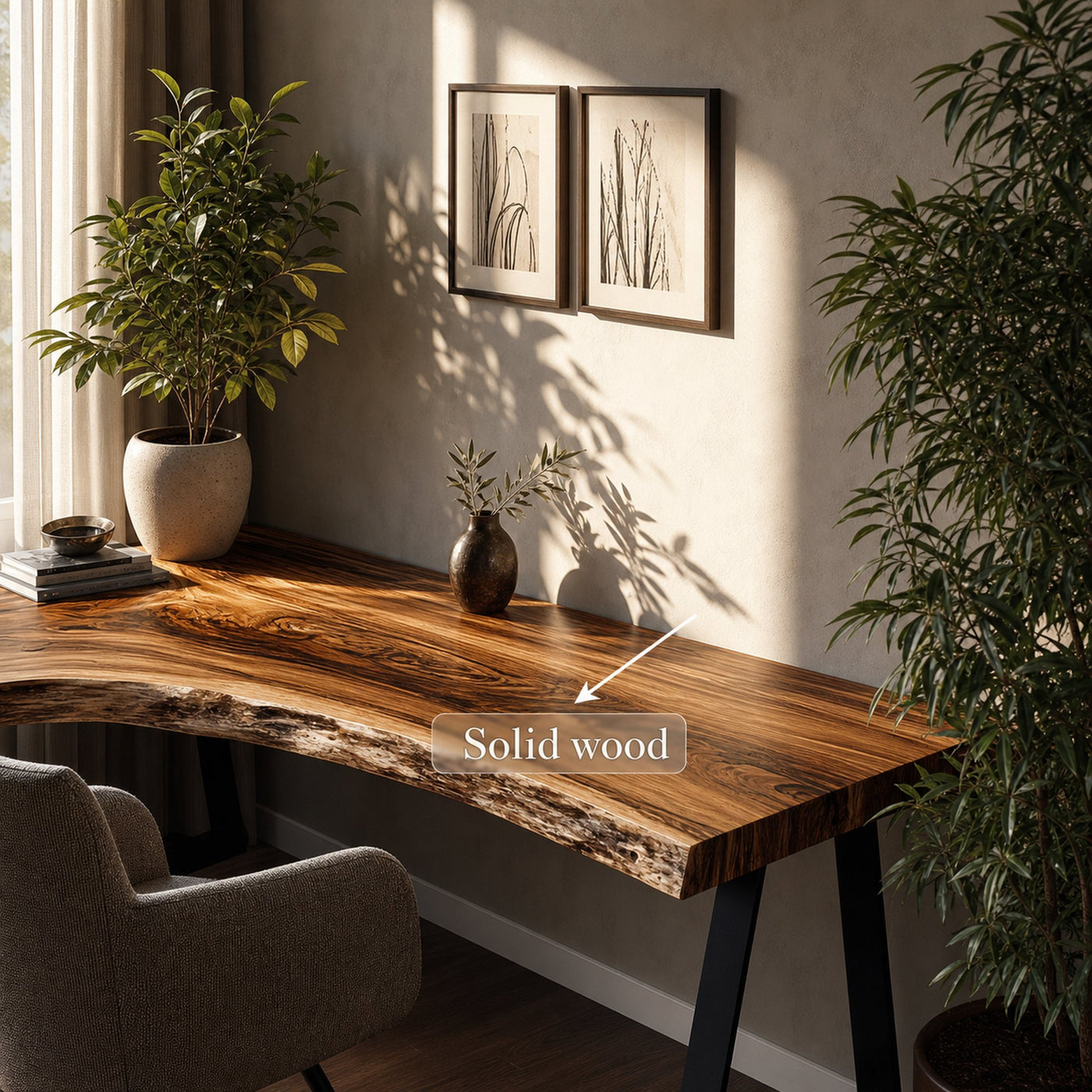 Rustic Organic Modern Work Corner Desk Home Office And Study Room - product view 4