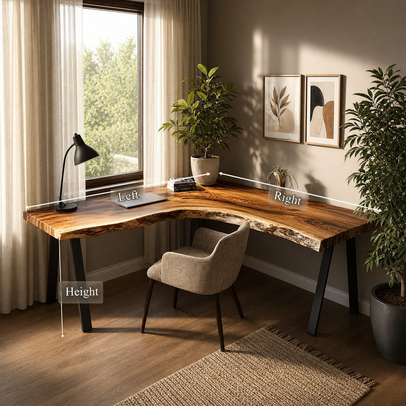 Rustic Organic Modern Work Corner Desk Home Office And Study Room - product view 5