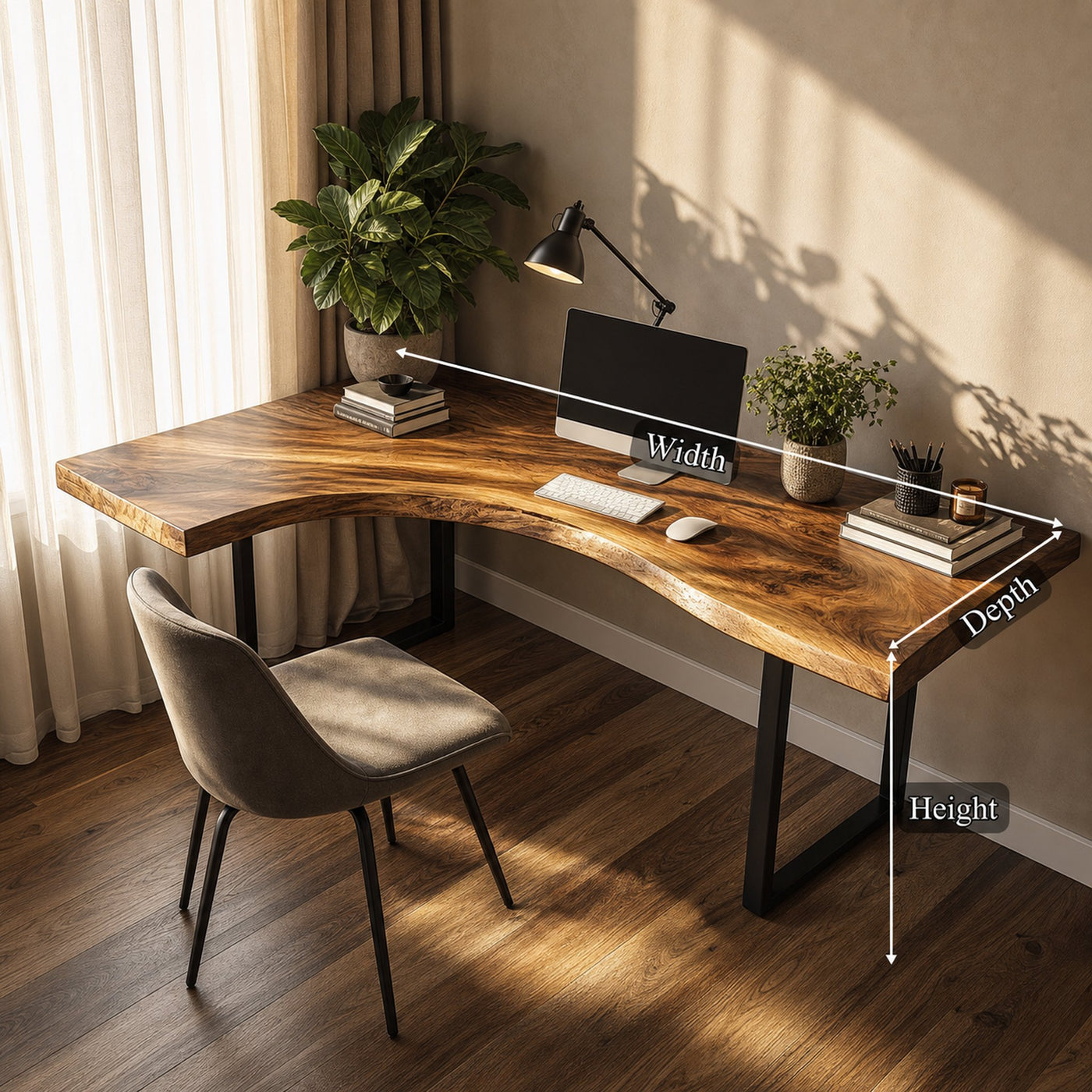 Rustic Organic Office Desk Bedroom And Studio Room - product view 6