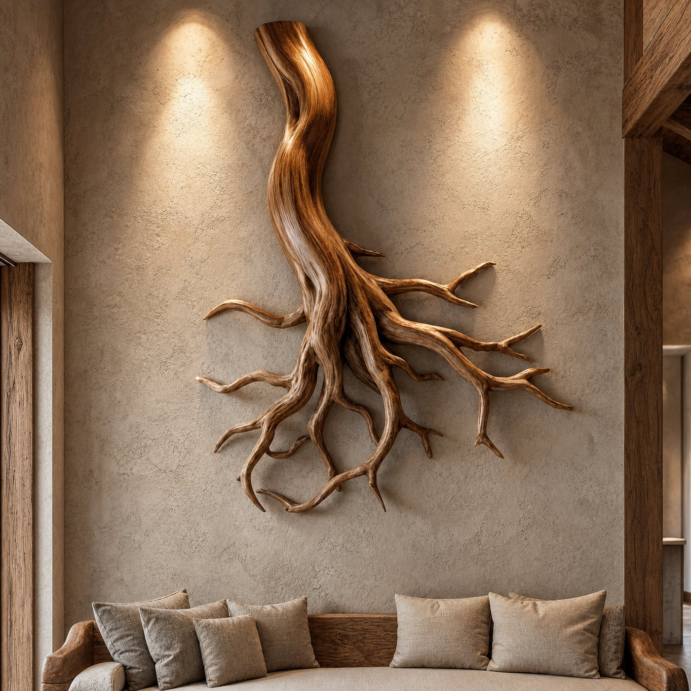 Rustic Organic Root Sculpture Wall Decor Living Room And Hallway