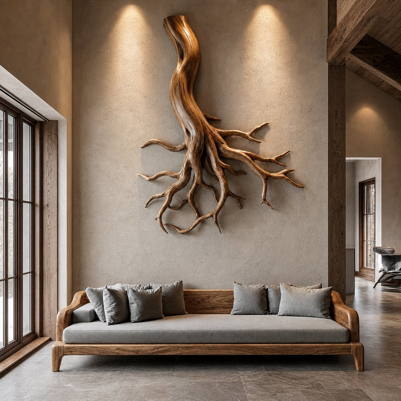 Rustic Organic Root Sculpture Wall Decor Living Room And Hallway - product view 2